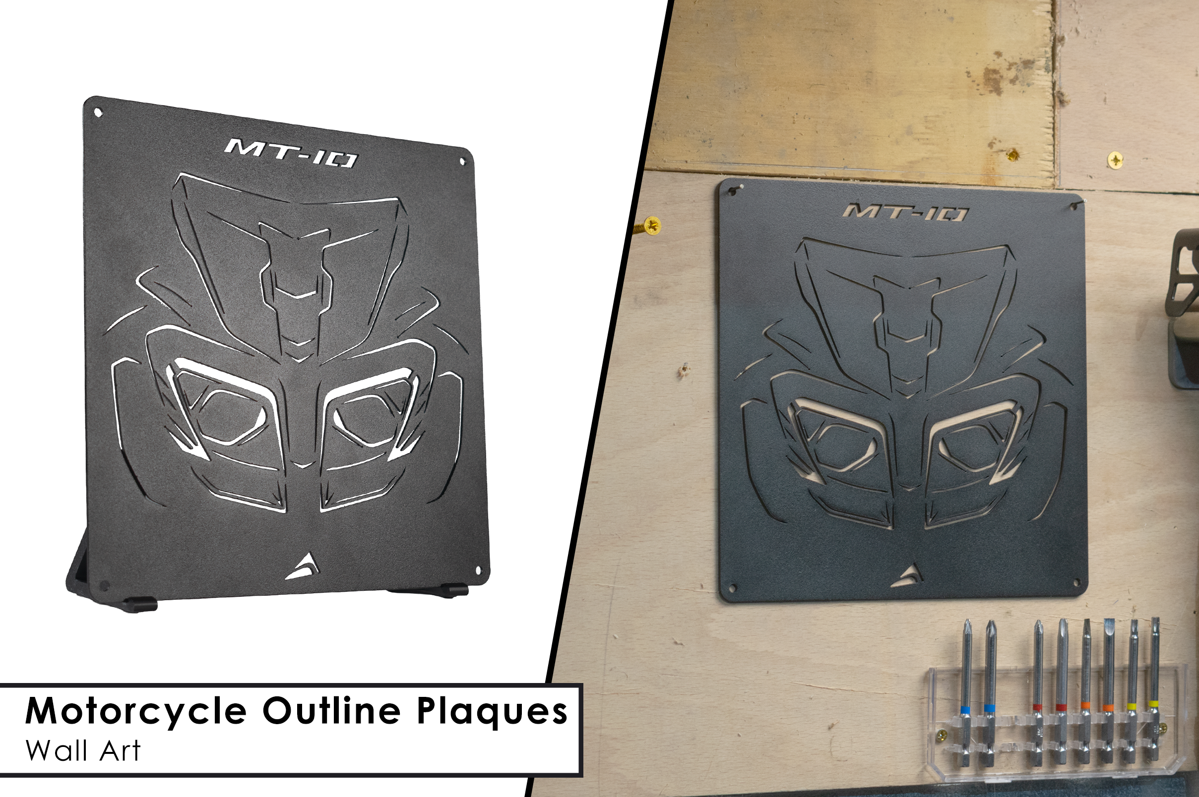 Laser-Cut Metal Motorcycle Outline Plaques – Premium Bike Wall Art