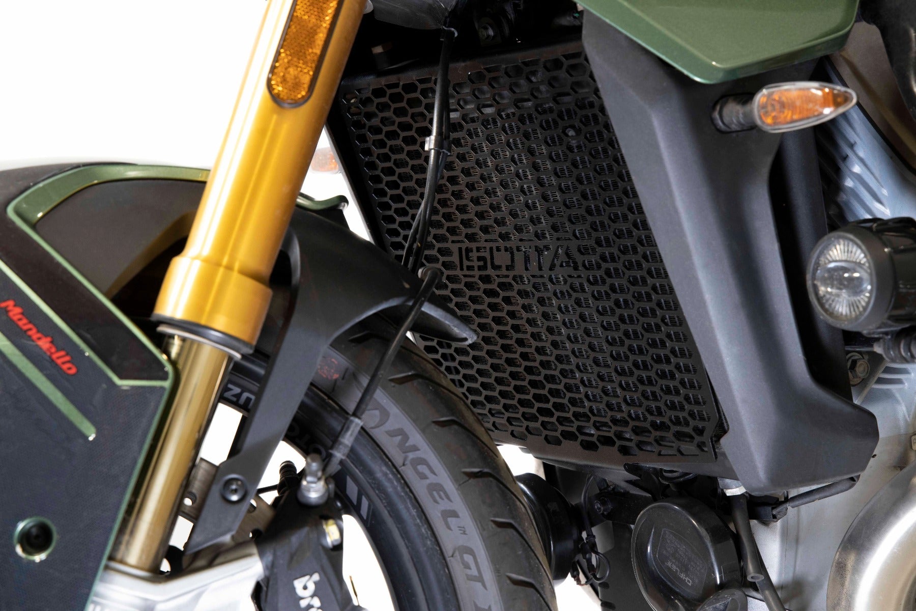 Isotta Radiator Guard | Black | Moto Guzzi V100 Mandello S 2023>2024 - Pyramid Motorcycle Accessories