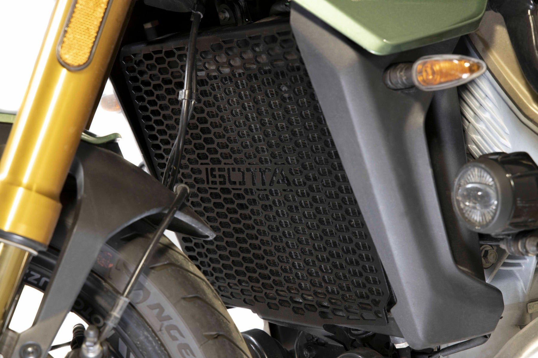 Isotta Radiator Guard | Black | Moto Guzzi V100 Mandello S 2023>2024 - Pyramid Motorcycle Accessories
