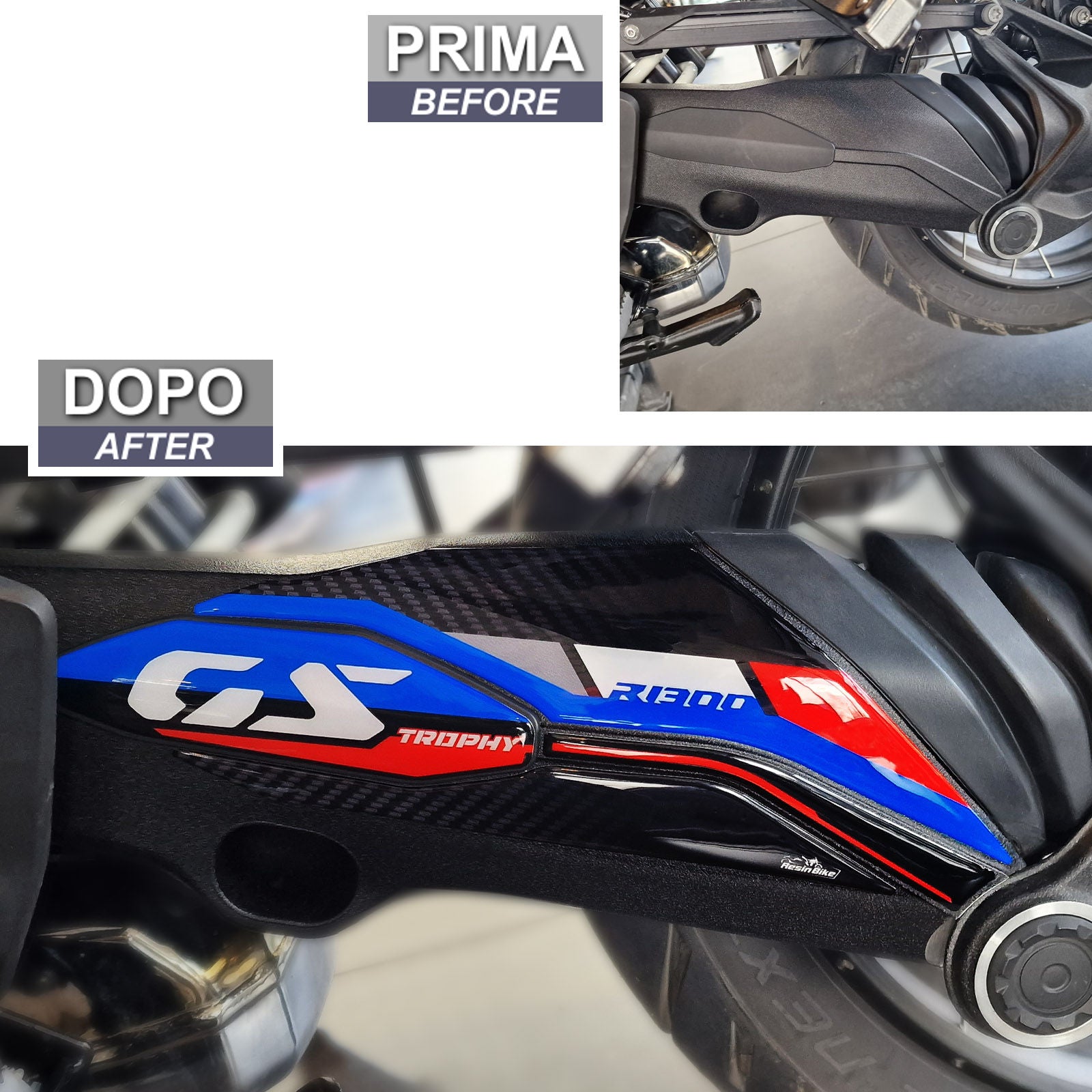 Resin Bike 3D Motorcycle Stickers - Swingarm | BMW R 1300 GS 2023>2025 - Pyramid Motorcycle Accessories