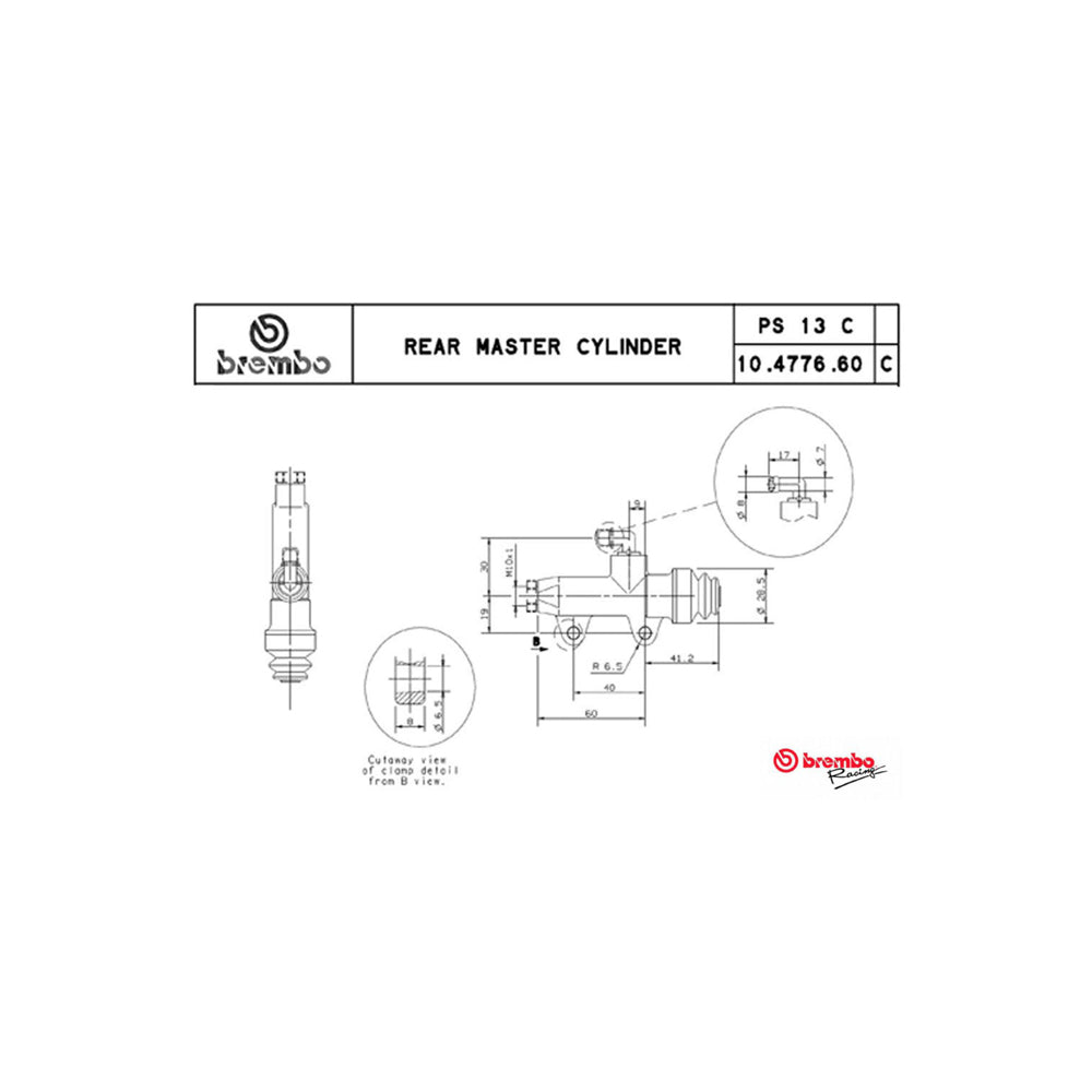 CNC Racing Brembo Racing Rear Brake Master Cylinder 13 - Straight Outlet - Shop name