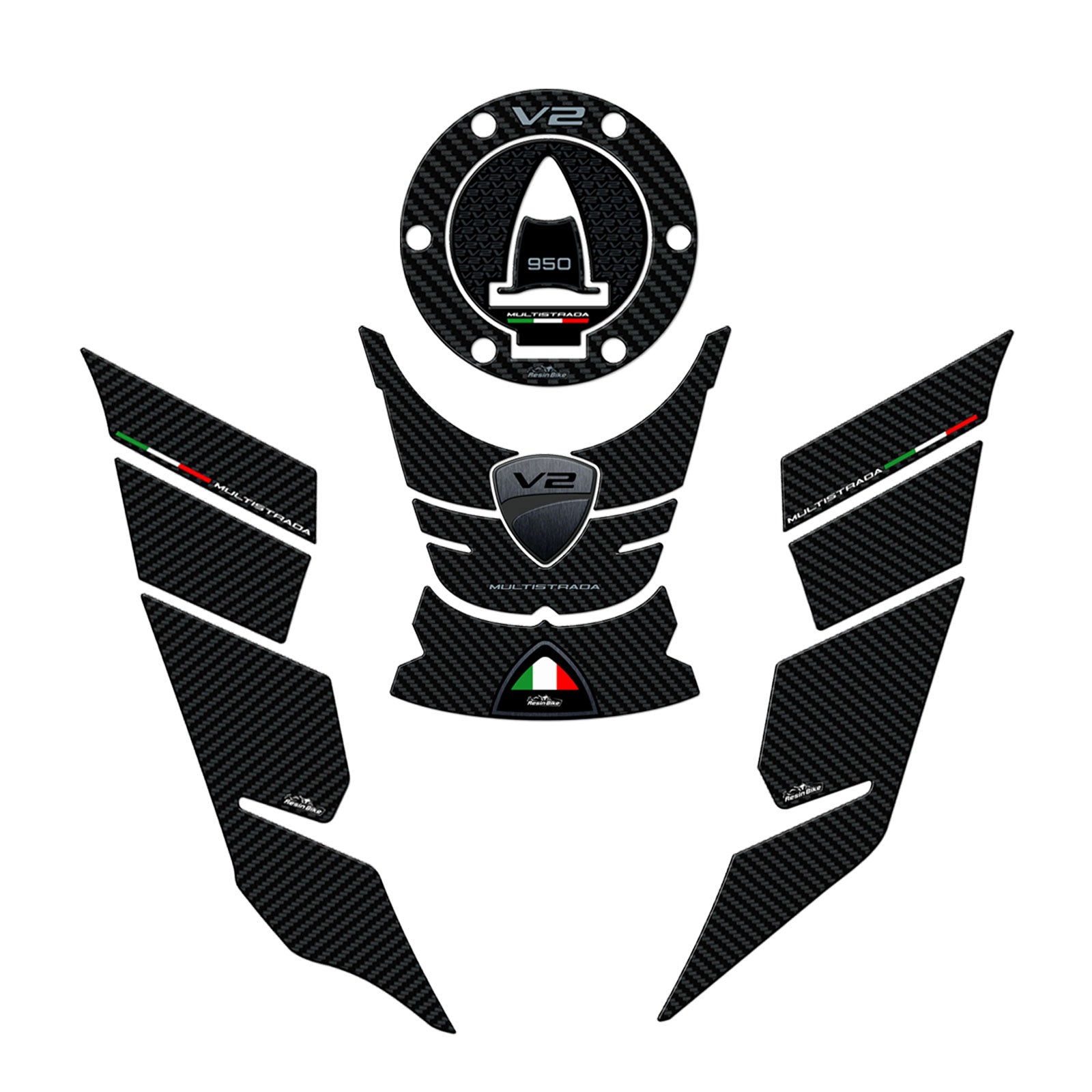 Resin Bike 3D Motorcycle Stickers - Basic Kit | Ducati Multistrada V2/V2 S 2022>2024 - Pyramid Motorcycle Accessories