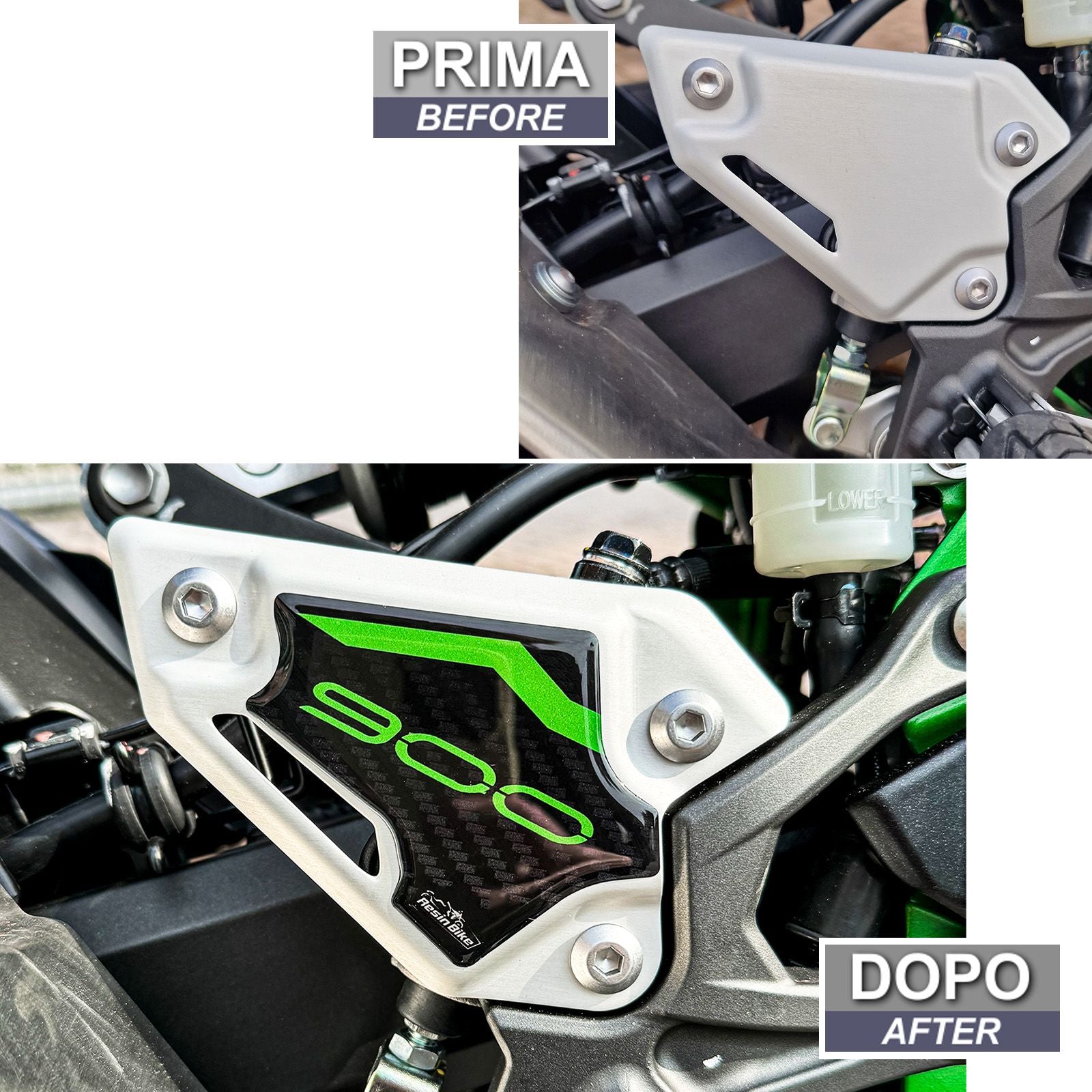 Resin Bike 3D Motorcycle Stickers - Heel Pads | Kawasaki Z 900 2021>2024 - Pyramid Motorcycle Accessories