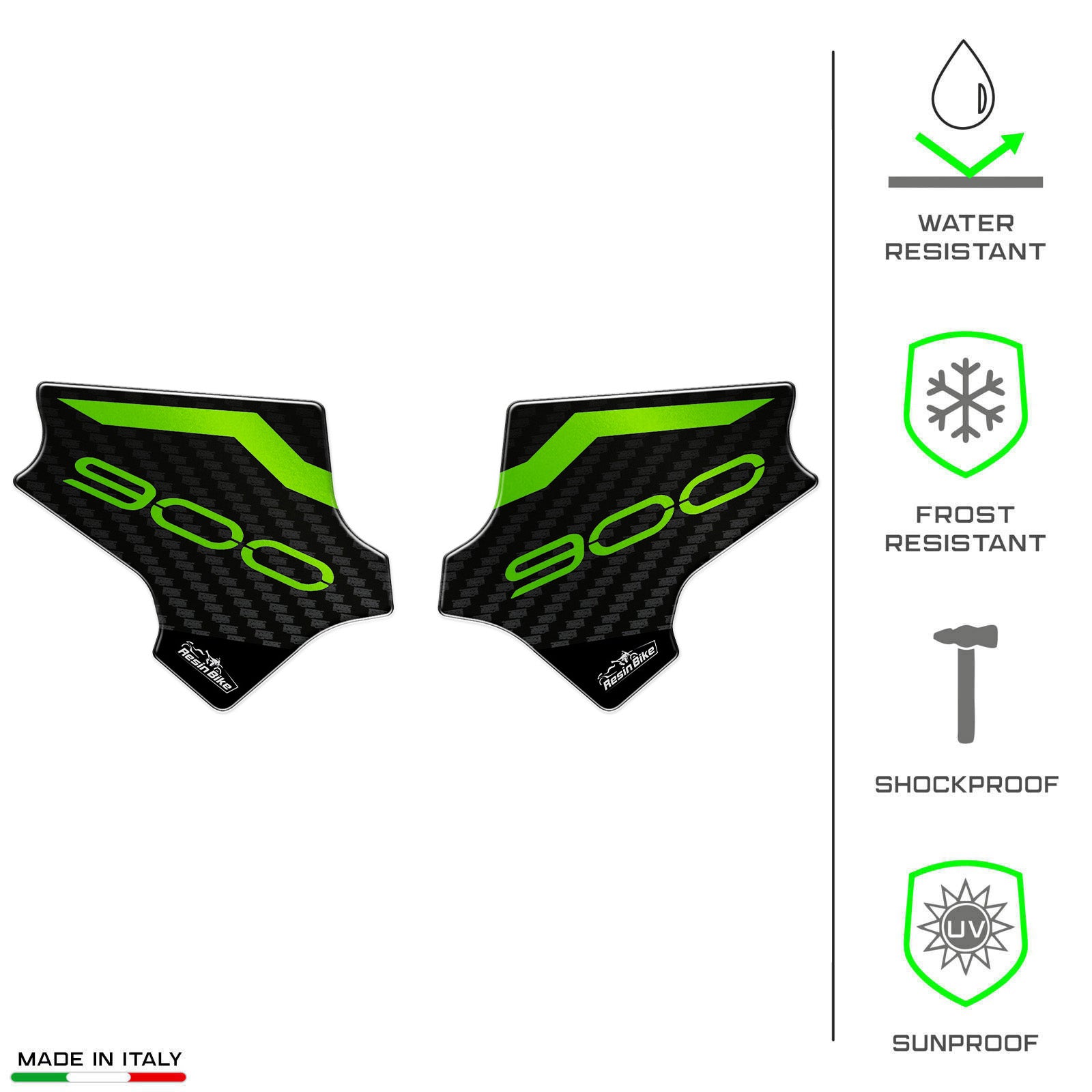 Resin Bike 3D Motorcycle Stickers - Heel Pads | Kawasaki Z 900 2021>2024 - Pyramid Motorcycle Accessories