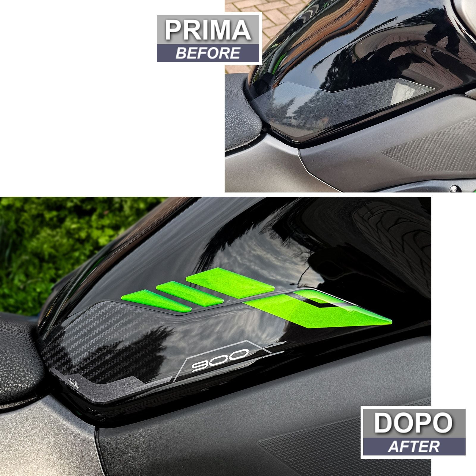 Resin Bike 3D Motorcycle Stickers - Tank Sides | Kawasaki Z 900 2021>2024 - Pyramid Motorcycle Accessories