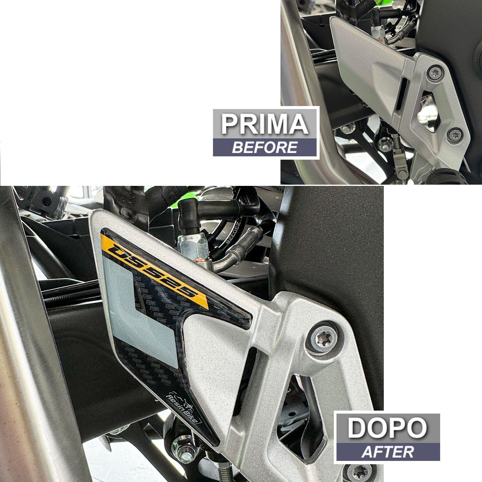 Resin Bike 3D Motorcycle Stickers - Heel Pads | Voge DS525X 2023>2025 RB-1000704800004 - Pyramid Motorcycle Accessories