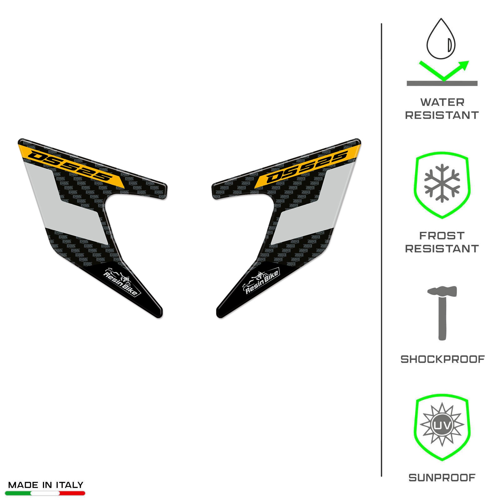 Resin Bike 3D Motorcycle Stickers - Heel Pads | Voge DS525X 2023>2025 RB-1000704800004 - Pyramid Motorcycle Accessories