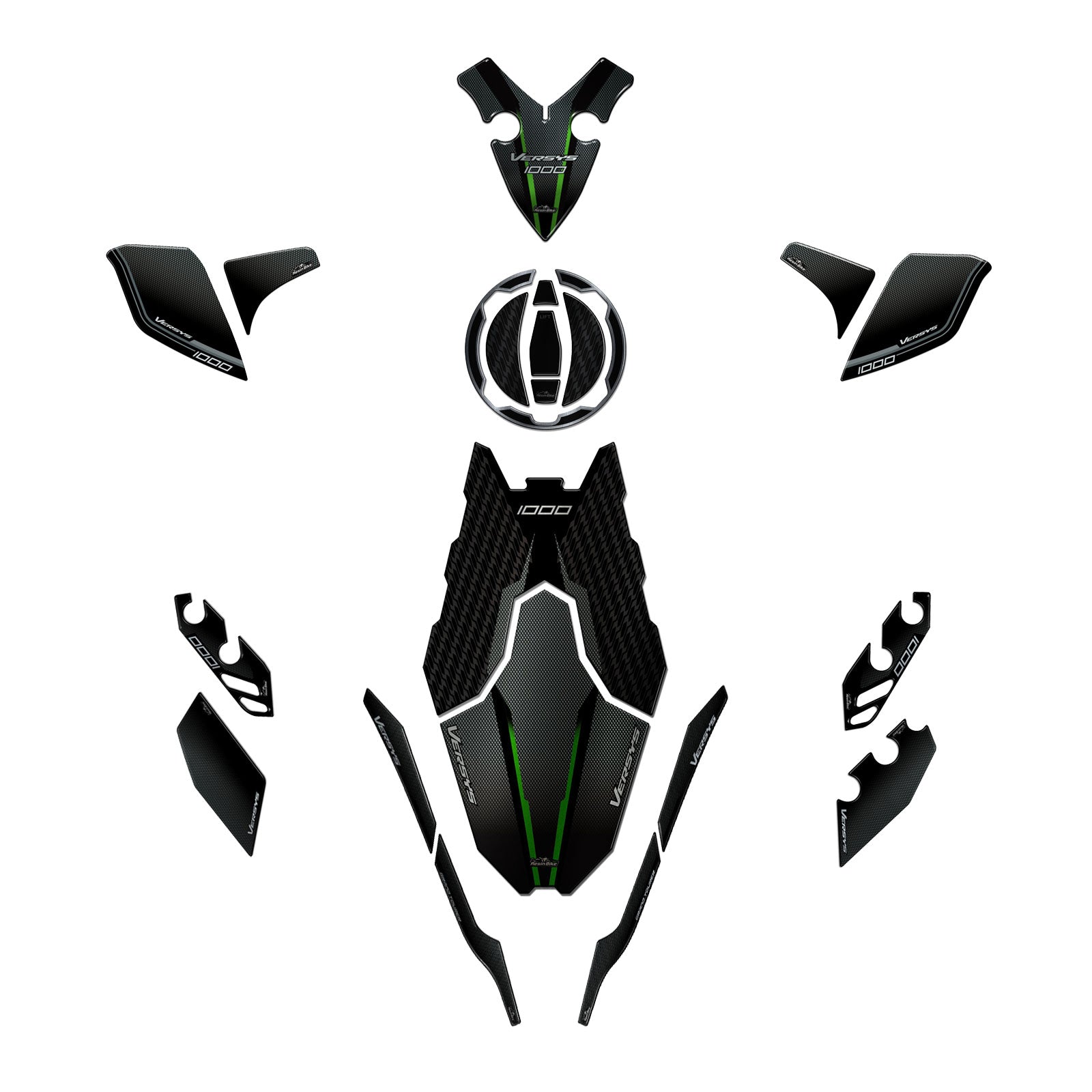 Resin Bike 3D Motorcycle Stickers - Full Kit | Kawasaki Versys 1000 2018>2024 - Pyramid Motorcycle Accessories
