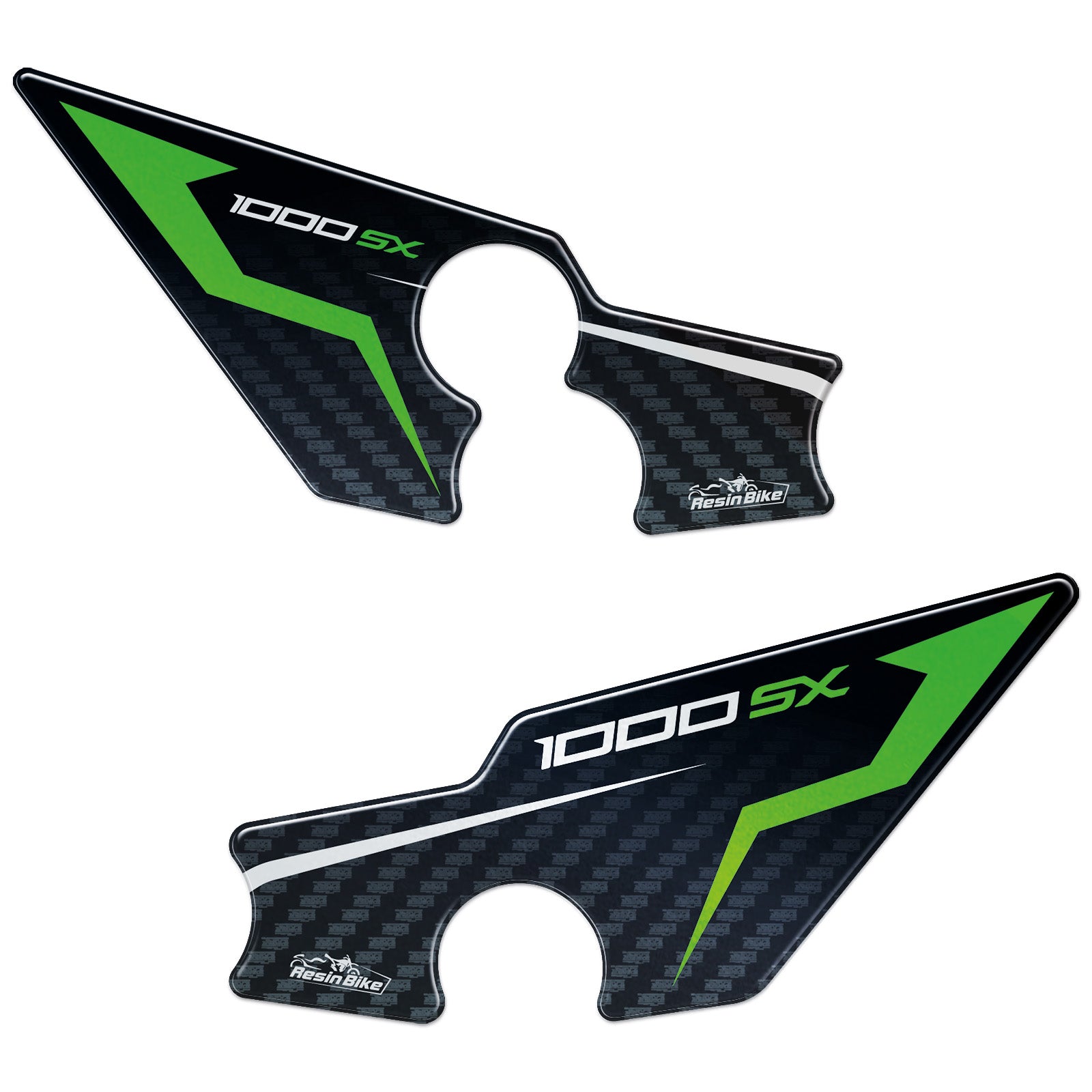 Resin Bike 3D Motorcycle Stickers - Heel Pads | Kawasaki Ninja 1000 SX/SX SE/Tourer 2021>2025 - Pyramid Motorcycle Accessories