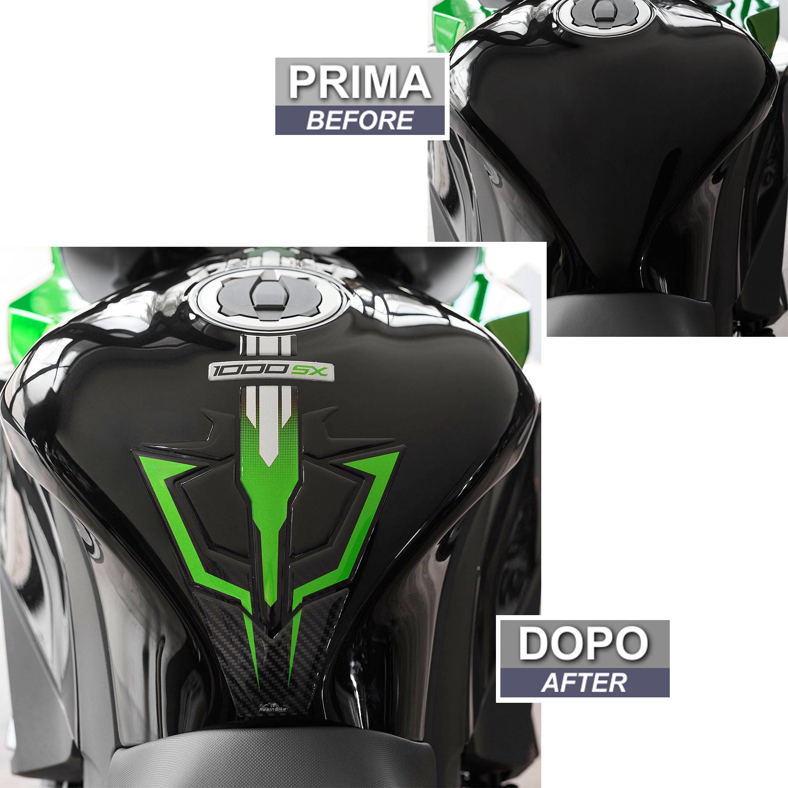 Resin Bike 3D Motorcycle Stickers - Tank Pad | Kawasaki Ninja 1000 SX/SX SE/Tourer 2021>2025 - Pyramid Motorcycle Accessories