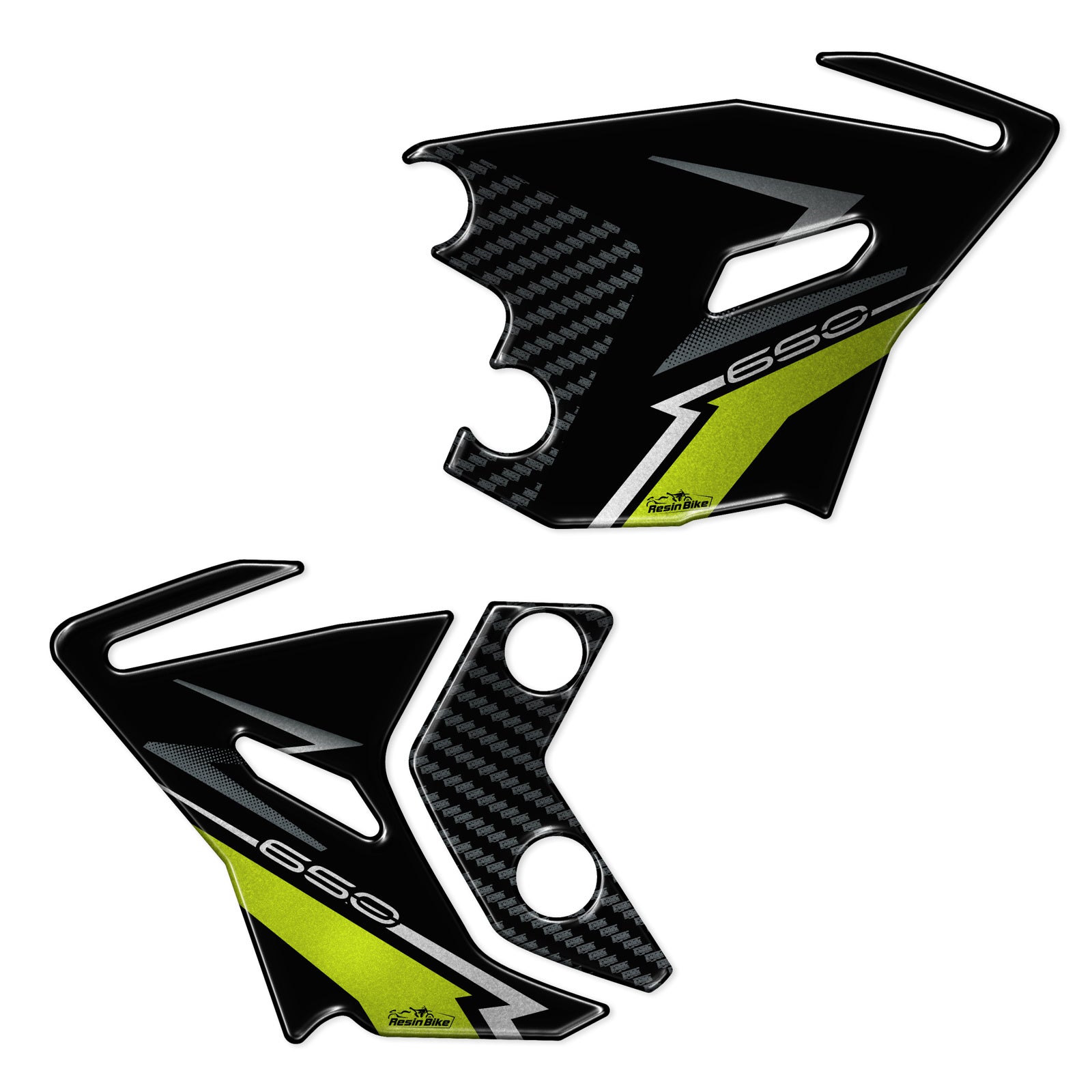 Resin Bike 3D Motorcycle Stickers - Heel Pads | Kawasaki Z 650 2020>2024 - Pyramid Motorcycle Accessories