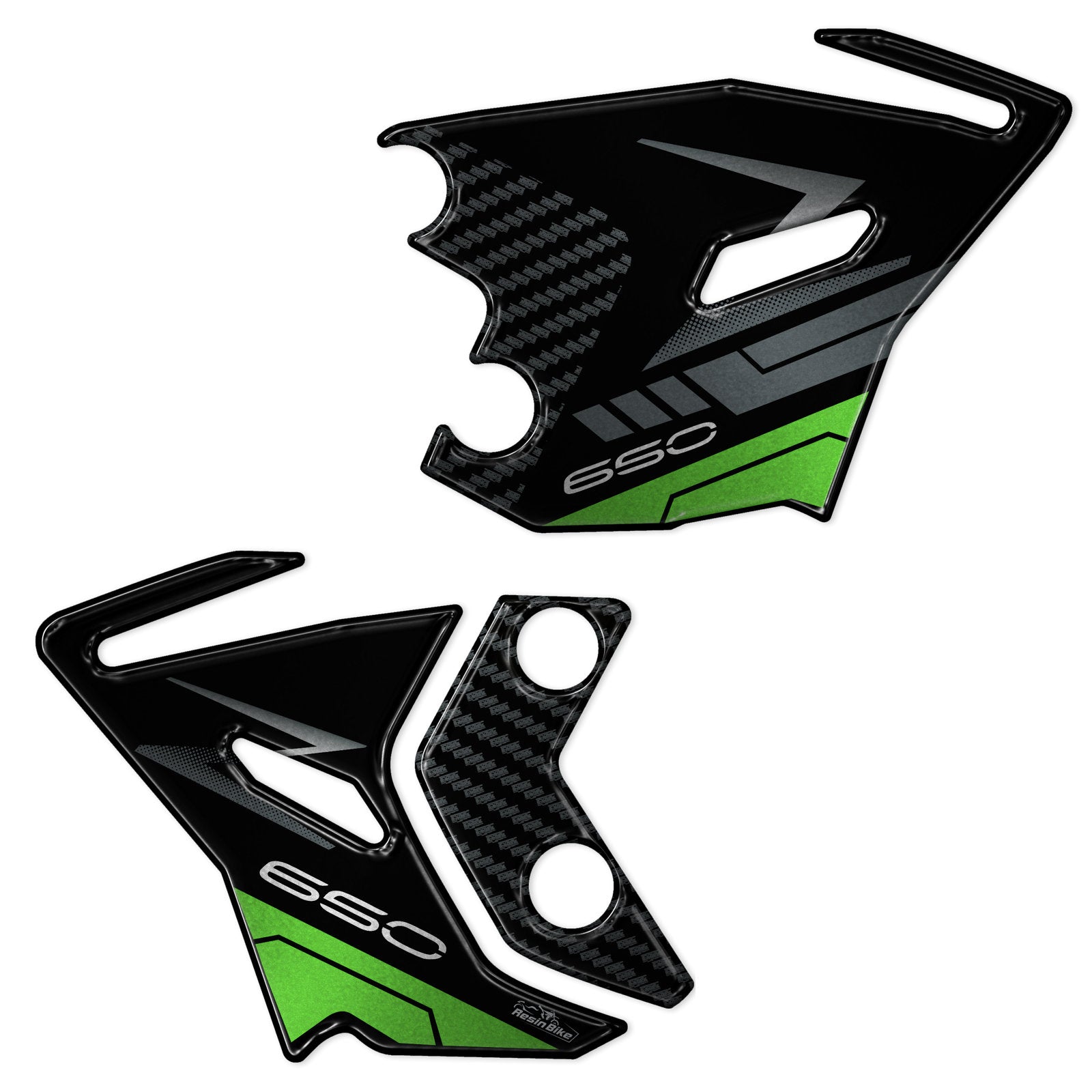 Resin Bike 3D Motorcycle Stickers - Heel Pads | Kawasaki Z 650 2020>2025 - Pyramid Motorcycle Accessories