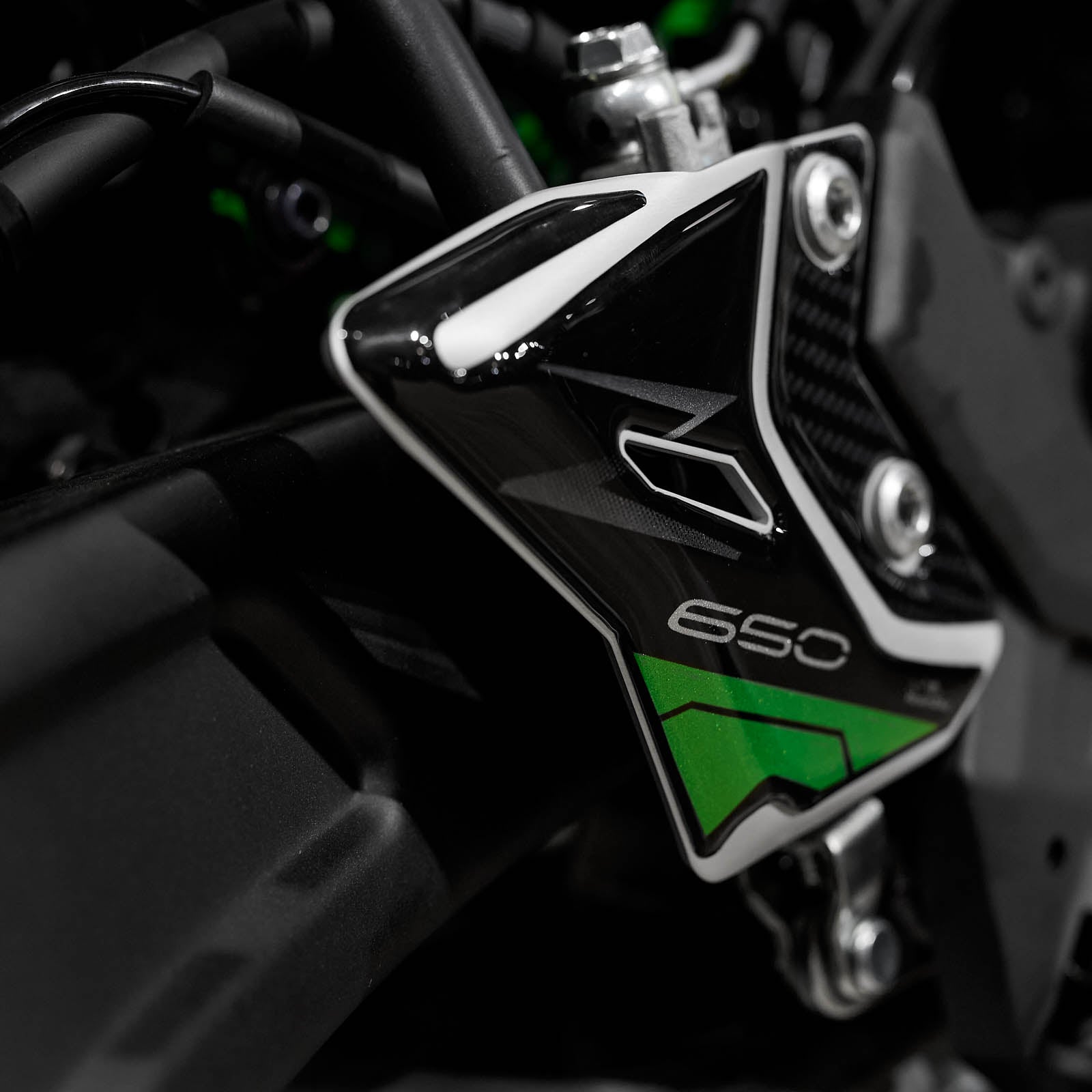 Resin Bike 3D Motorcycle Stickers - Heel Pads | Kawasaki Z 650 2020>2025 - Pyramid Motorcycle Accessories