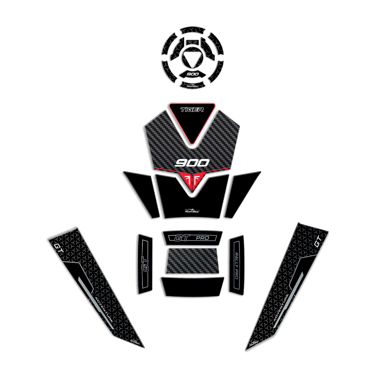 Resin Bike 3D Motorcycle Stickers - Basic Kit | Triumph Tiger 900 GT / GT Pro 2024>2025 - Pyramid Motorcycle Accessories