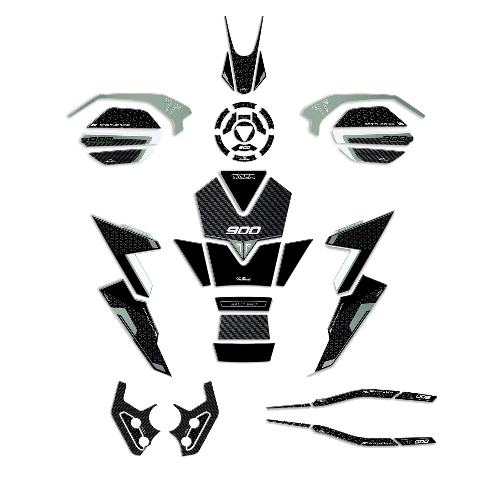 Resin Bike 3D Motorcycle Stickers - Full Kit | Triumph Tiger 900 Rally Pro 2024>2025 - Pyramid Motorcycle Accessories