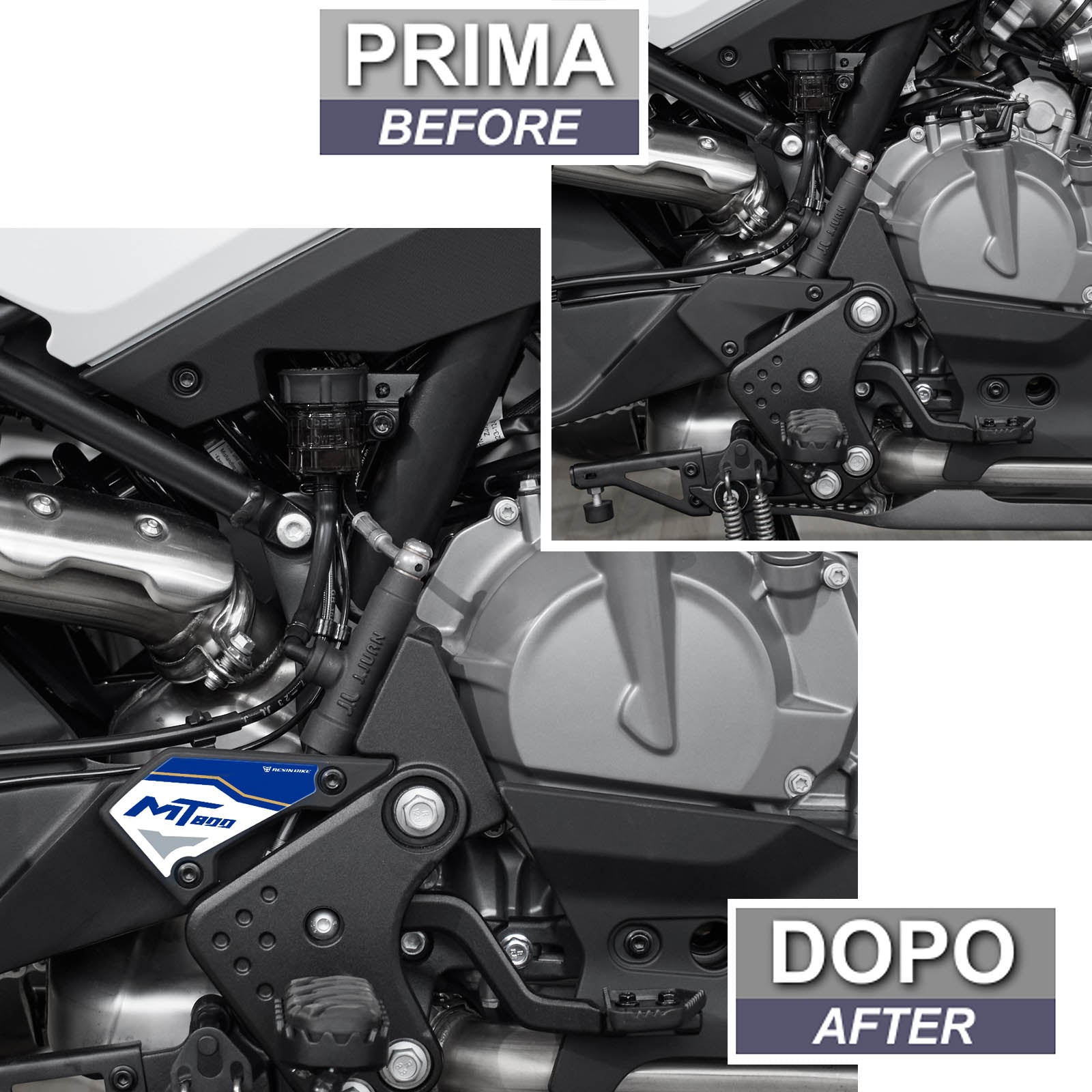 Resin Bike 3D Motorcycle Stickers - Heel Pads | CFMoto 800MT Explore 2023>2025 - Pyramid Motorcycle Accessories