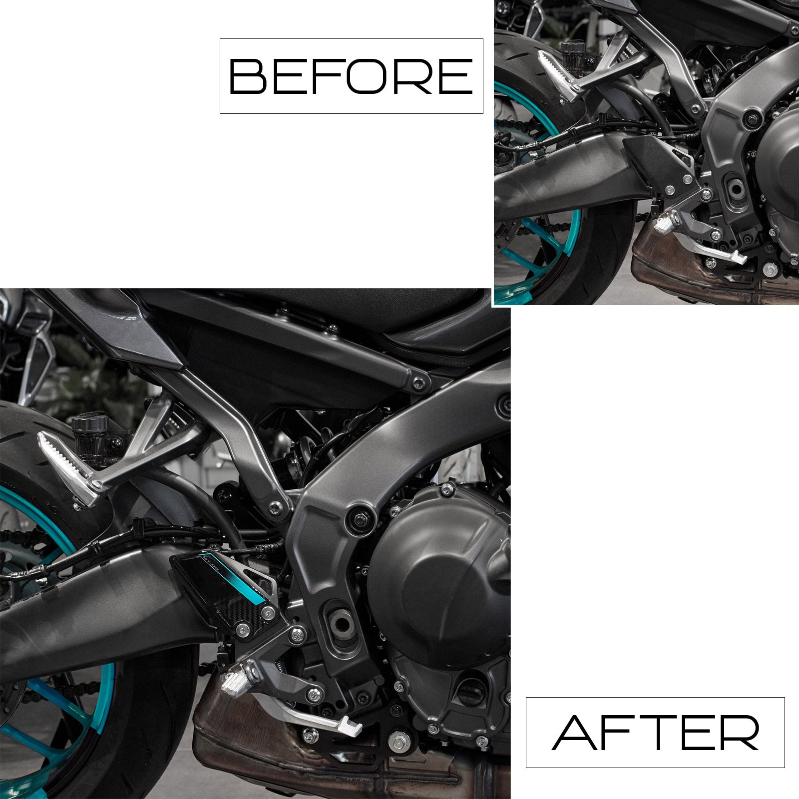 Resin Bike 3D Motorcycle Stickers - Heel Pads | Yamaha MT-09 2024>2025 - Pyramid Motorcycle Accessories
