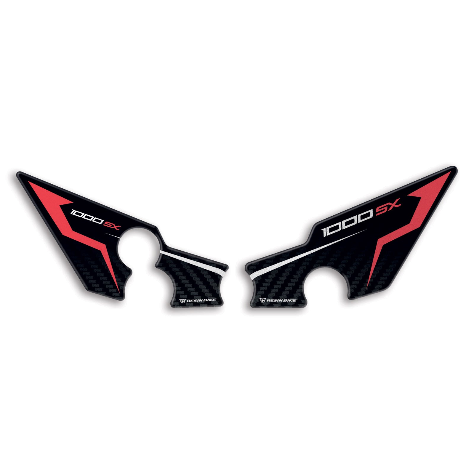 Resin Bike 3D Motorcycle Stickers - Heel Pads | Kawasaki Ninja 1000 SX/SX SE/Tourer 2021>2025 - Pyramid Motorcycle Accessories
