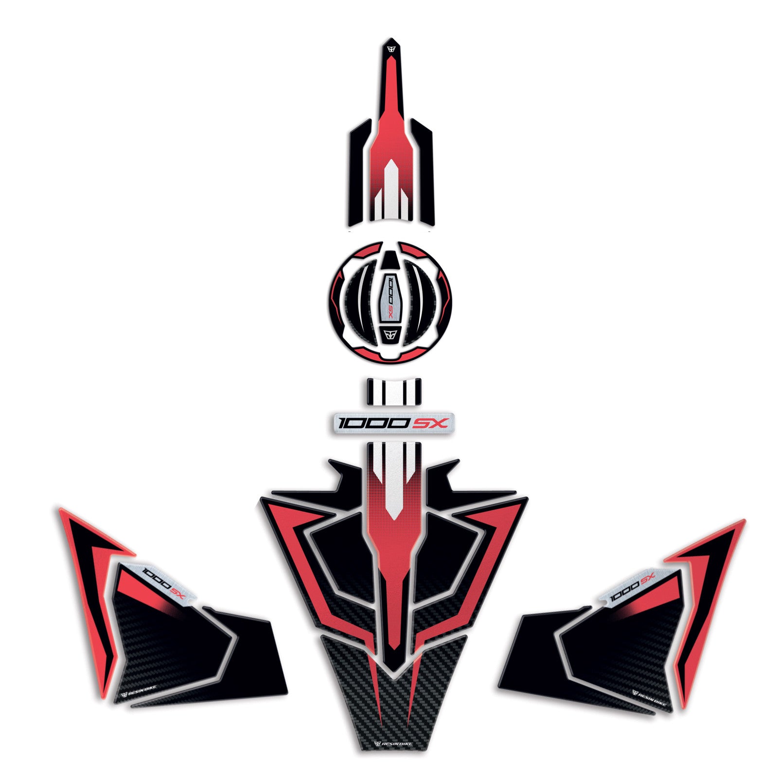 Resin Bike 3D Motorcycle Stickers - Basic Kit | Kawasaki Ninja 1000 SX/SX SE/Tourer 2021>2025 - Pyramid Motorcycle Accessories
