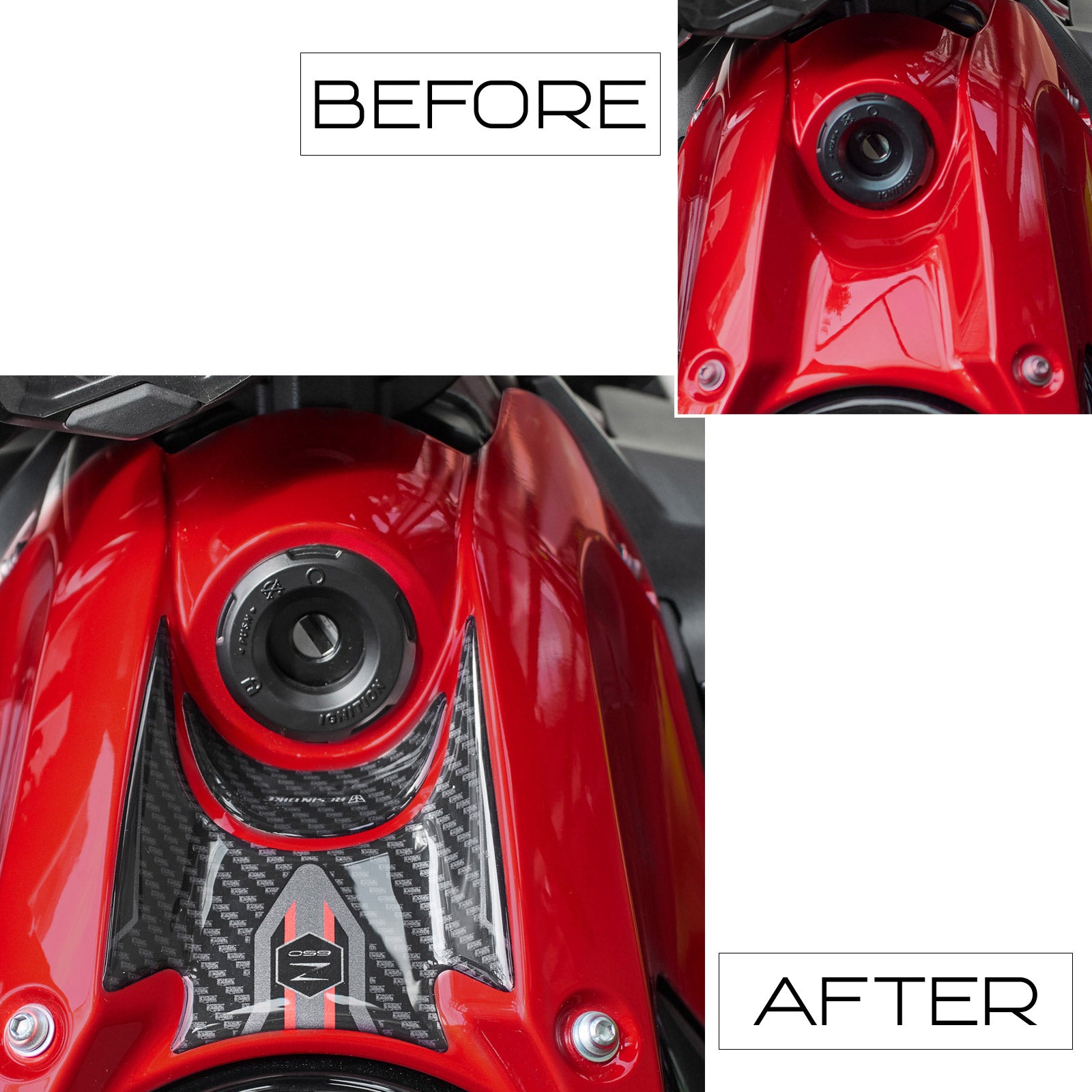 Resin Bike 3D Motorcycle Stickers - Key Area | Kawasaki Z 650 2021>2025 - Pyramid Motorcycle Accessories