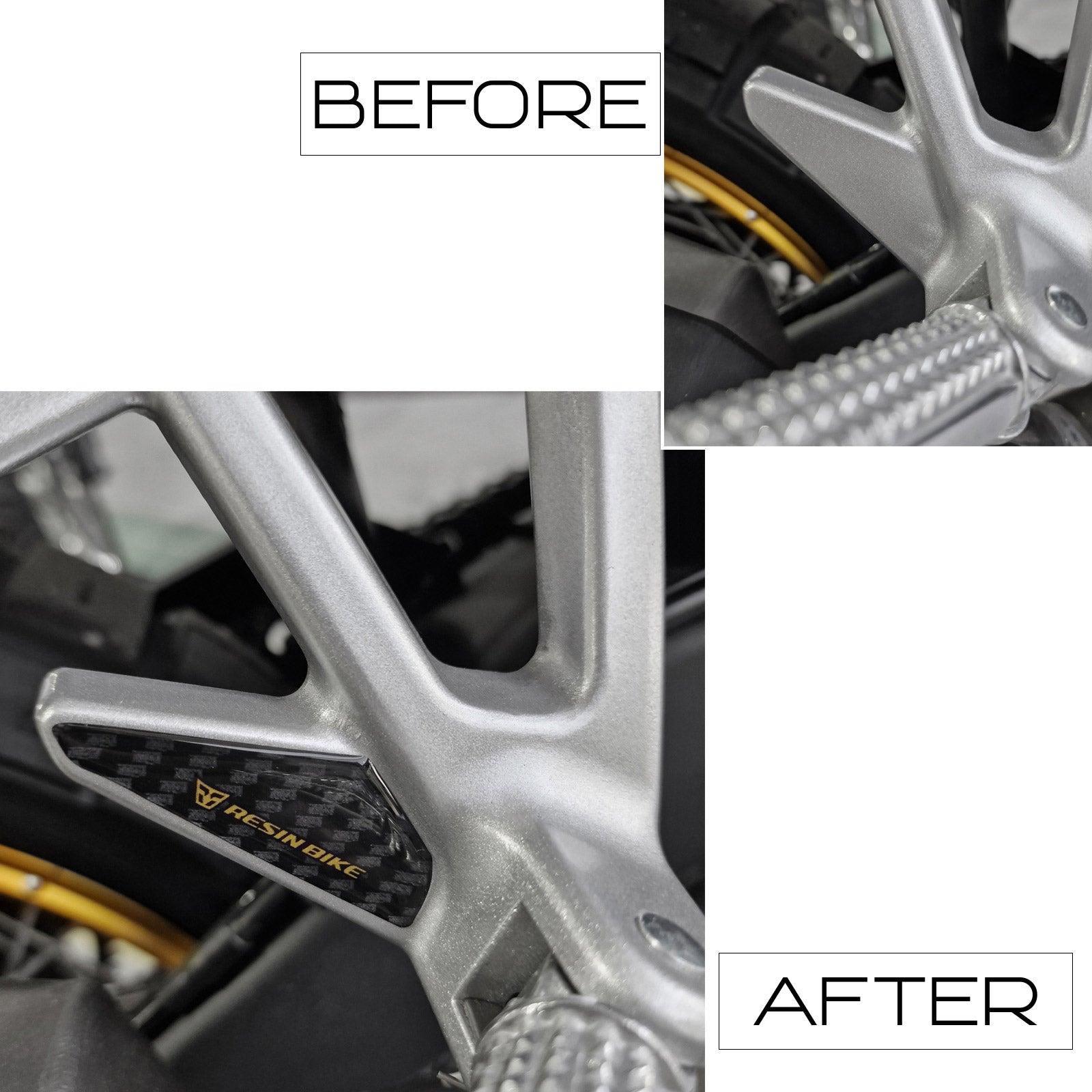 Resin Bike 3D Motorcycle Stickers - Heel Pads | Kove 800X 2024>2026 - Pyramid Motorcycle Accessories