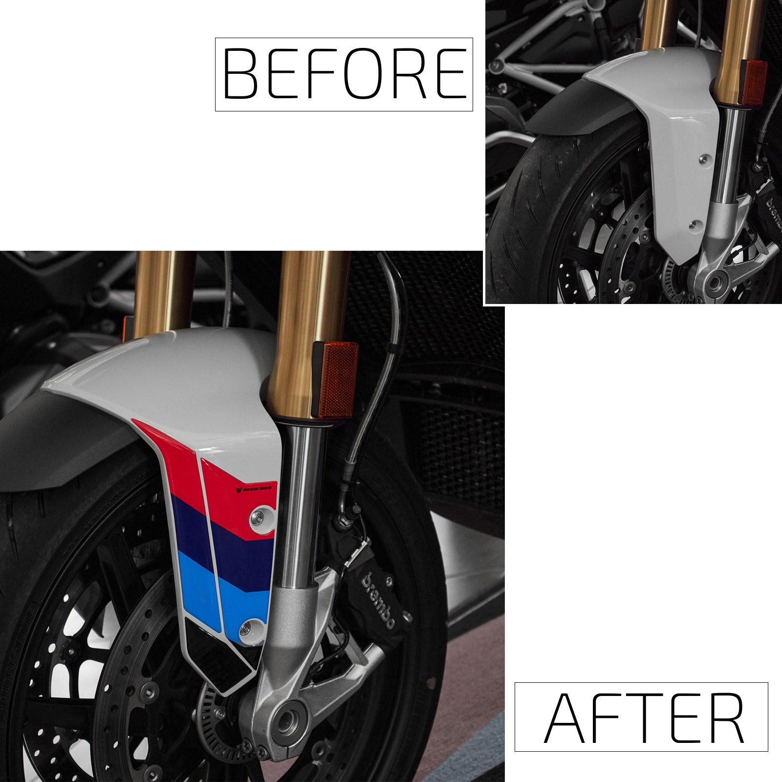 Resin Bike 3D Motorcycle Stickers - Front Fender Sides | BMW S 1000 XR 2020>2025 - Pyramid Motorcycle Accessories
