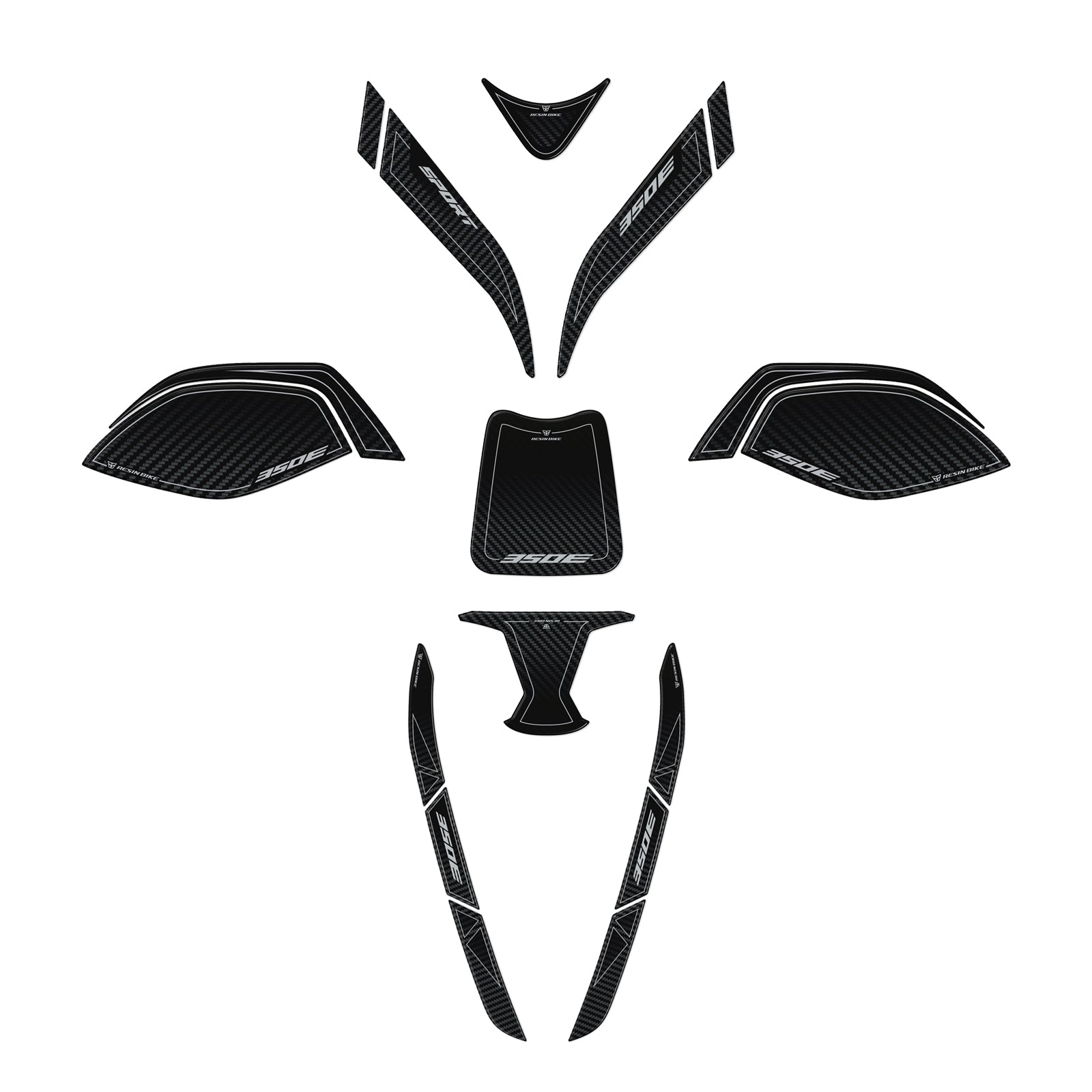 Resin Bike 3D Motorcycle Stickers - Full Kit | Zontes ZT350E 2023>2026 - Pyramid Motorcycle Accessories