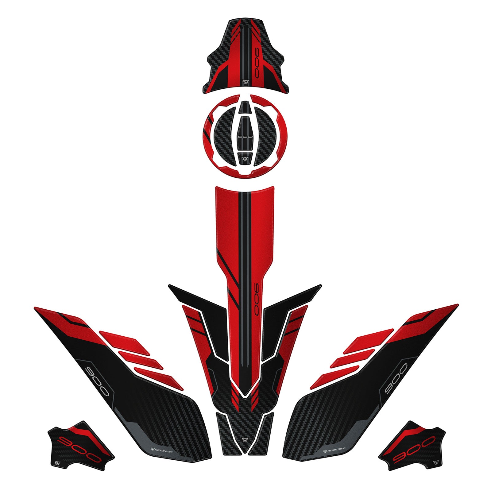 Resin Bike 3D Motorcycle Stickers - Full Kit | Kawasaki Z 900 2021>2024 - Pyramid Motorcycle Accessories