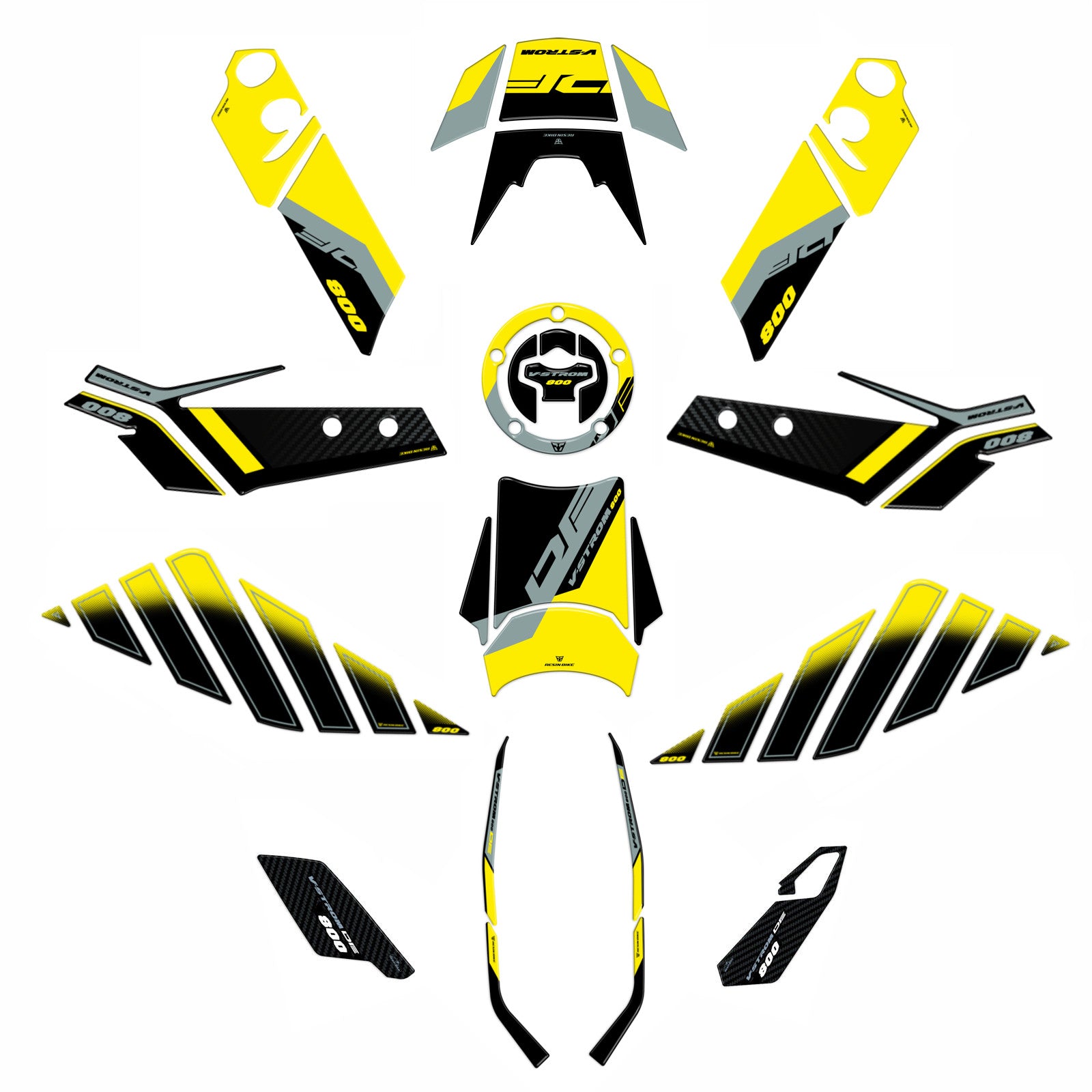 Resin Bike 3D Motorcycle Stickers - Full Kit | Suzuki V-Strom 800DE 2023>2024 RB-1000732100008 - Pyramid Motorcycle Accessories
