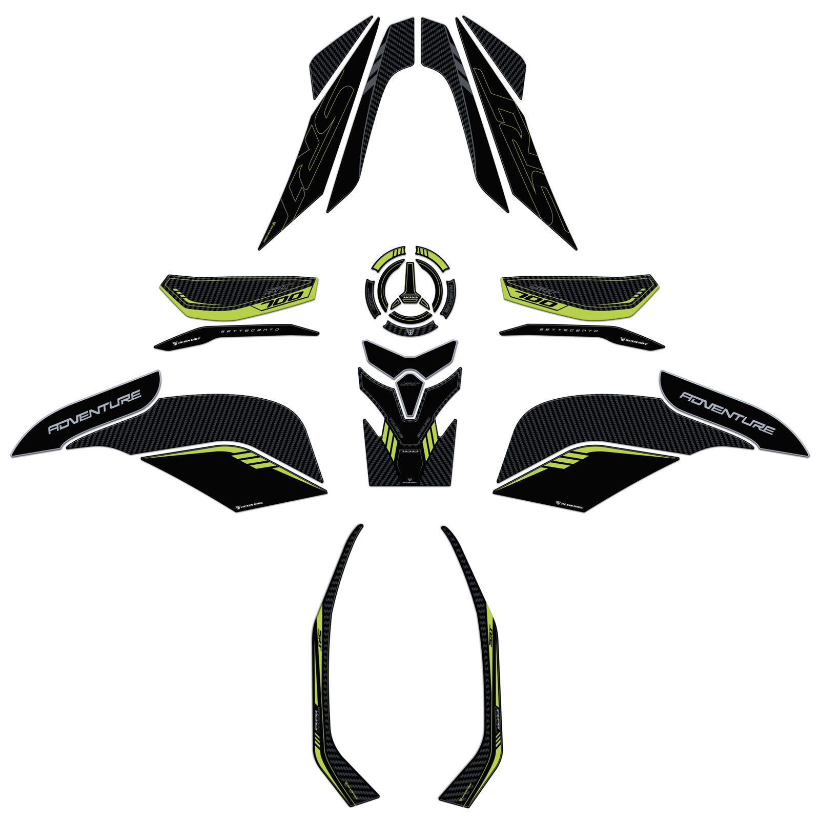 Resin Bike 3D Motorcycle Stickers - Full Kit | QJMotor SRT 700 X 2024>2026 - Pyramid Motorcycle Accessories