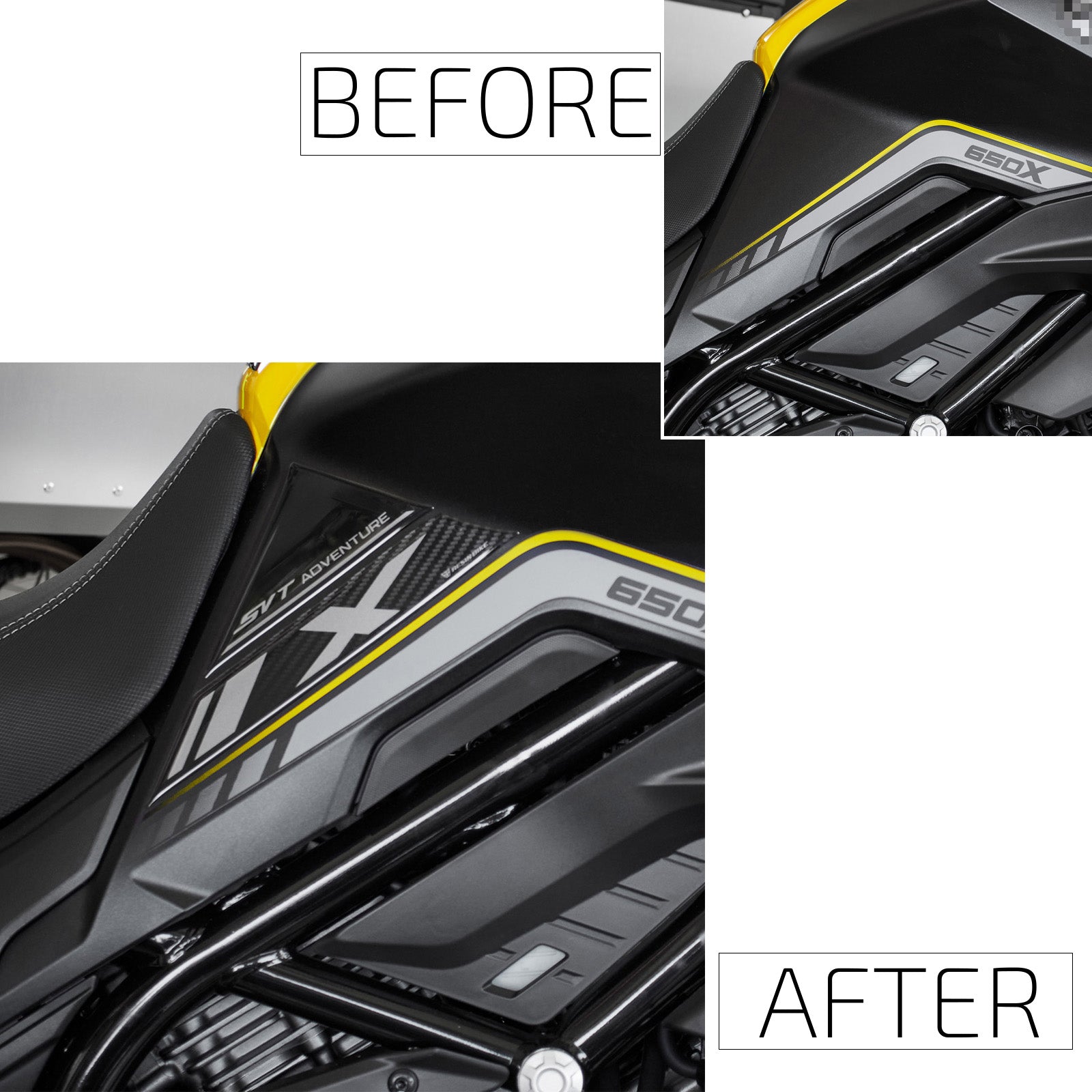 Resin Bike 3D Motorcycle Stickers - Tank Sides | QJMotor SVT 650 X 2024>Current - Pyramid Motorcycle Accessories