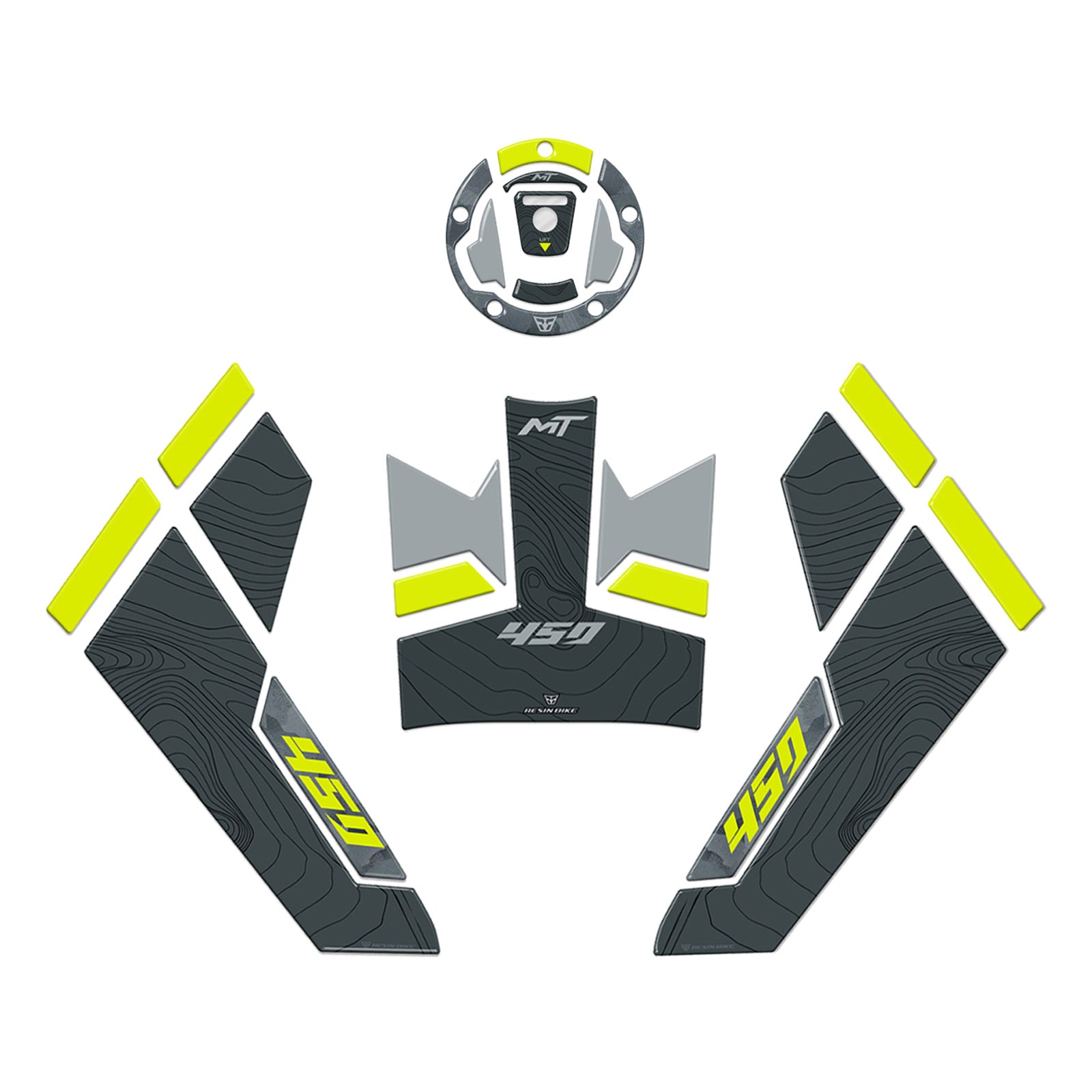 Resin Bike 3D Motorcycle Stickers - Basic Kit | CFMoto 450MT 2023>2026 Tundra Grey - Pyramid Motorcycle Accessories