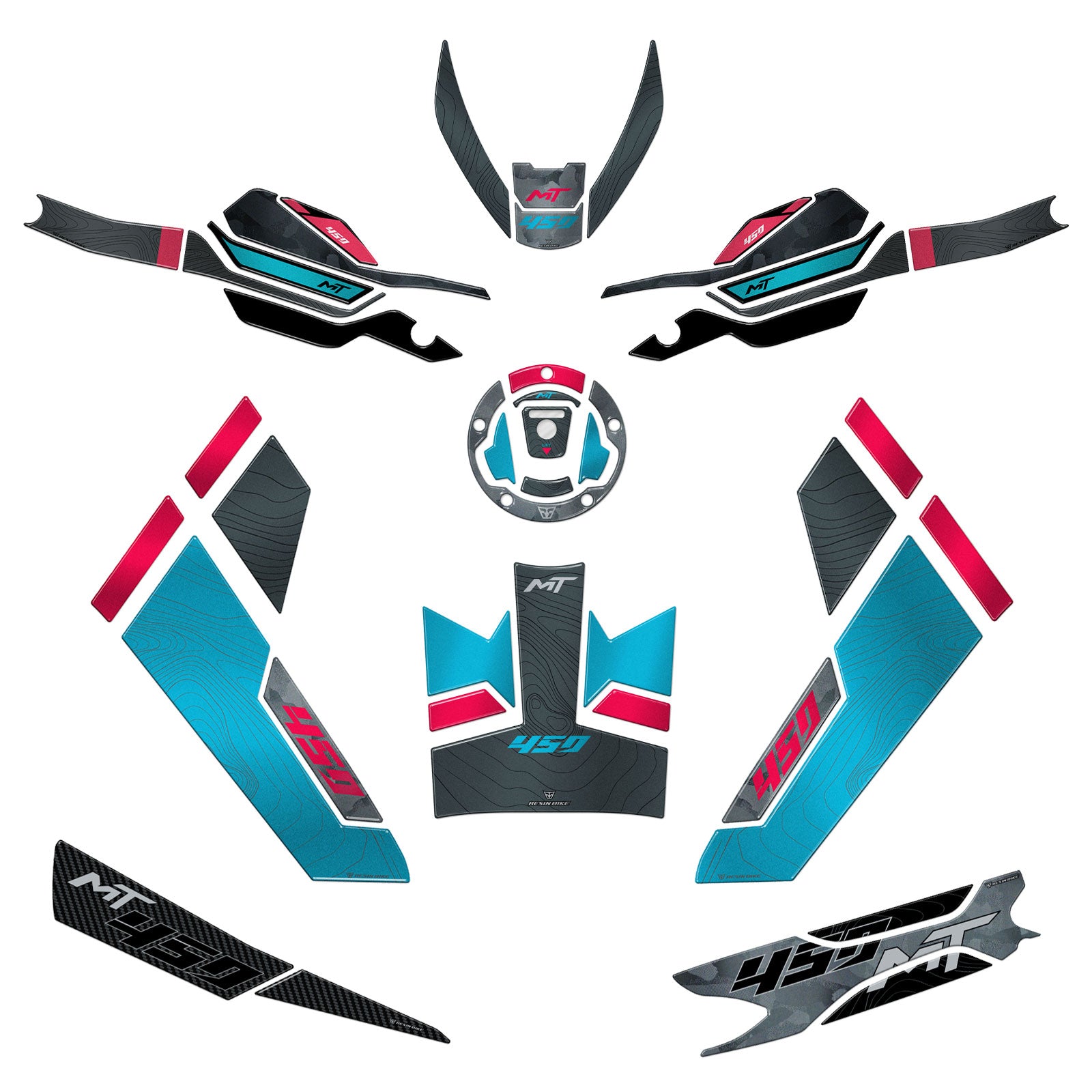 Resin Bike 3D Motorcycle Stickers - Full Kit | CFMoto 450MT 2023>2026 RB-1000738000005 - Pyramid Motorcycle Accessories