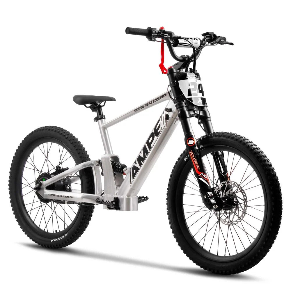 Amped A24 Comp Kids Electric Bike - Silver - Pyramid Motorcycle Accessories