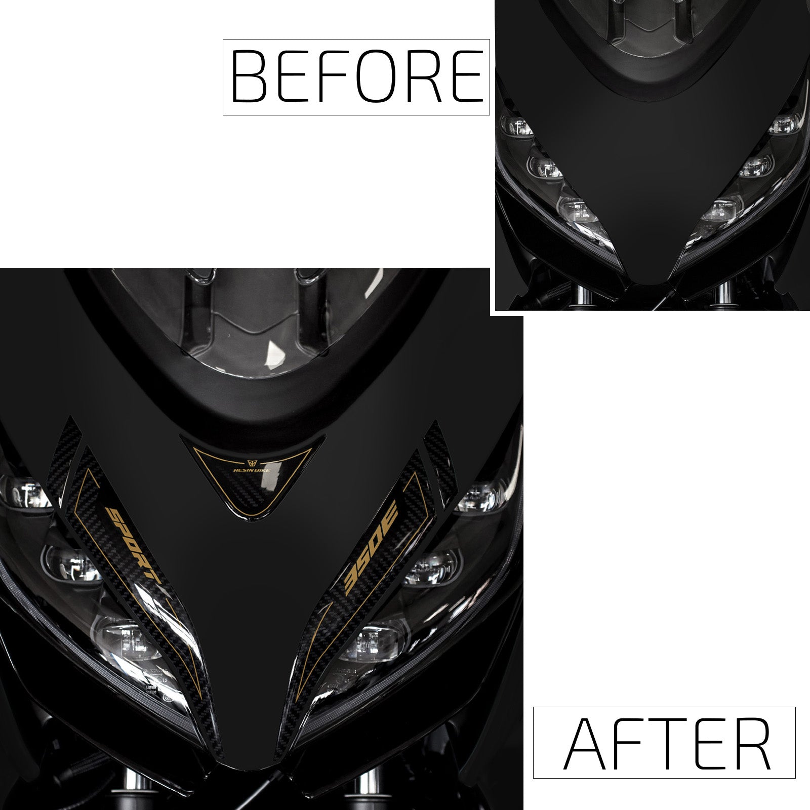 Resin Bike 3D Motorcycle Stickers - Windshield | Zontes ZT350E 2023>2026 RB-1000729400005 - Pyramid Motorcycle Accessories