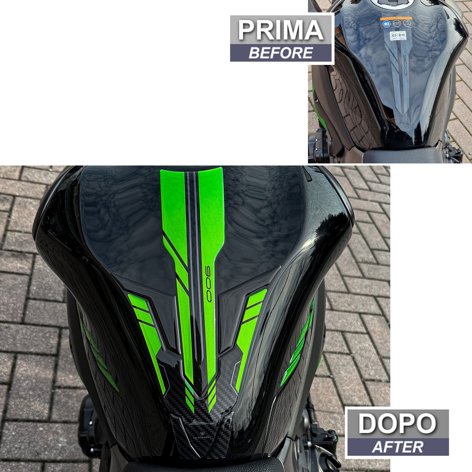 Resin Bike 3D Motorcycle Stickers - Tank Pad | Kawasaki Z 900 2021>2024 - Pyramid Motorcycle Accessories