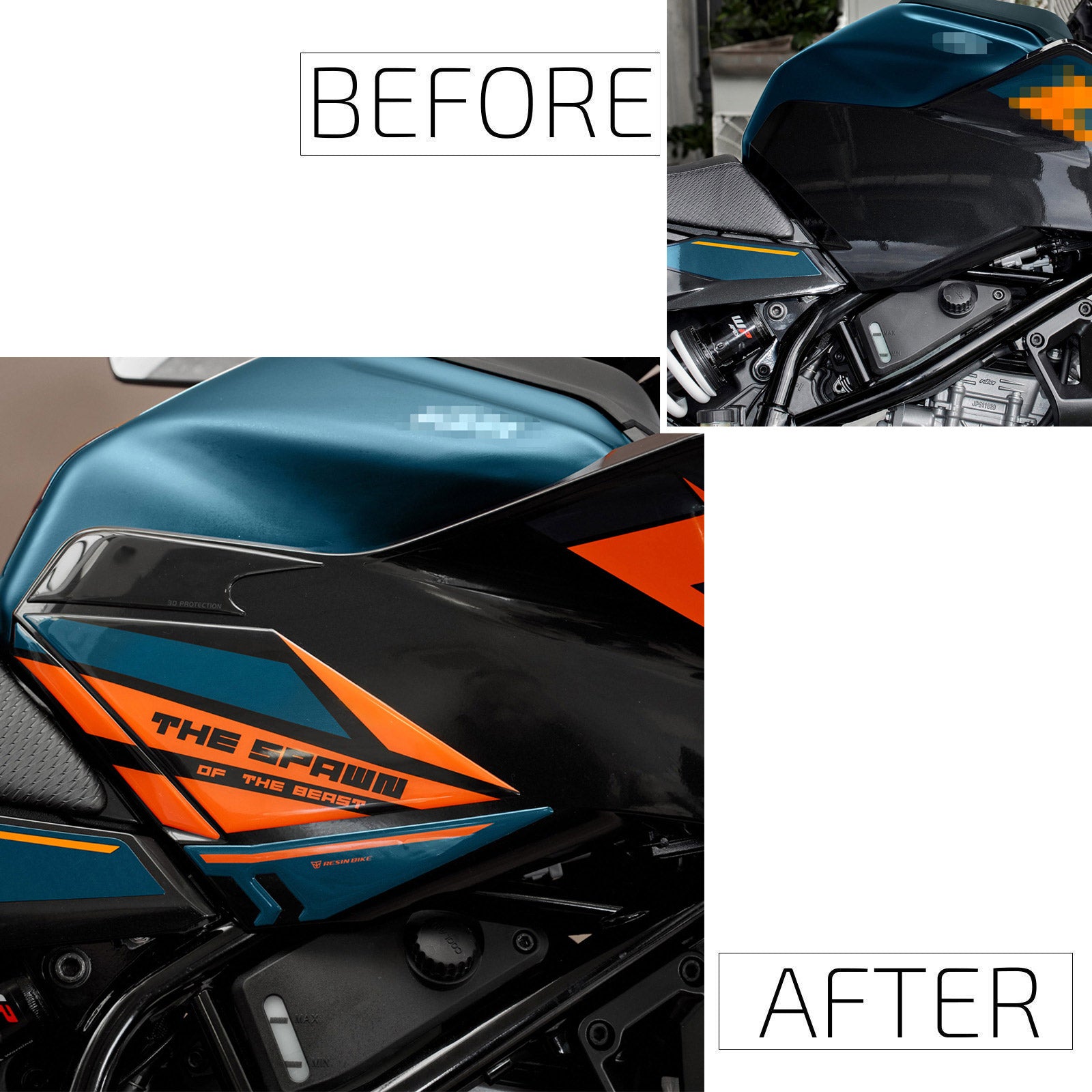 Resin Bike 3D Motorcycle Stickers - Tank Sides | KTM 125 Duke 2024>2025 - Pyramid Motorcycle Accessories