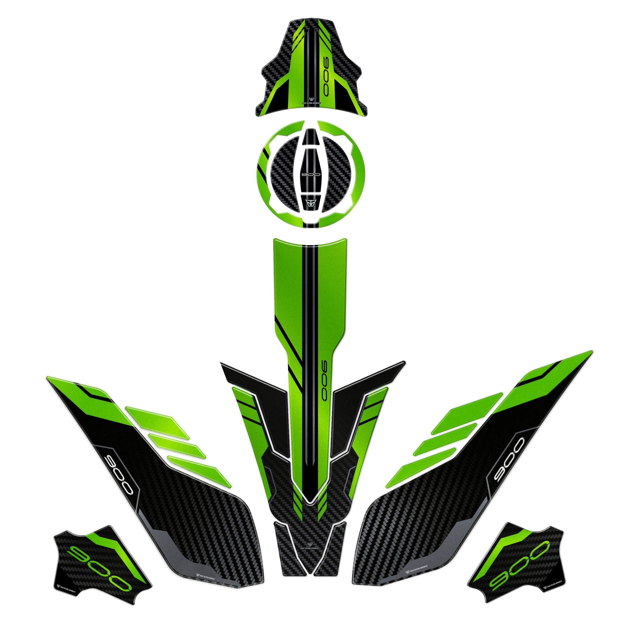 Resin Bike 3D Motorcycle Stickers - Tank Kit | Kawasaki Z 900 2021>2024 - Pyramid Motorcycle Accessories