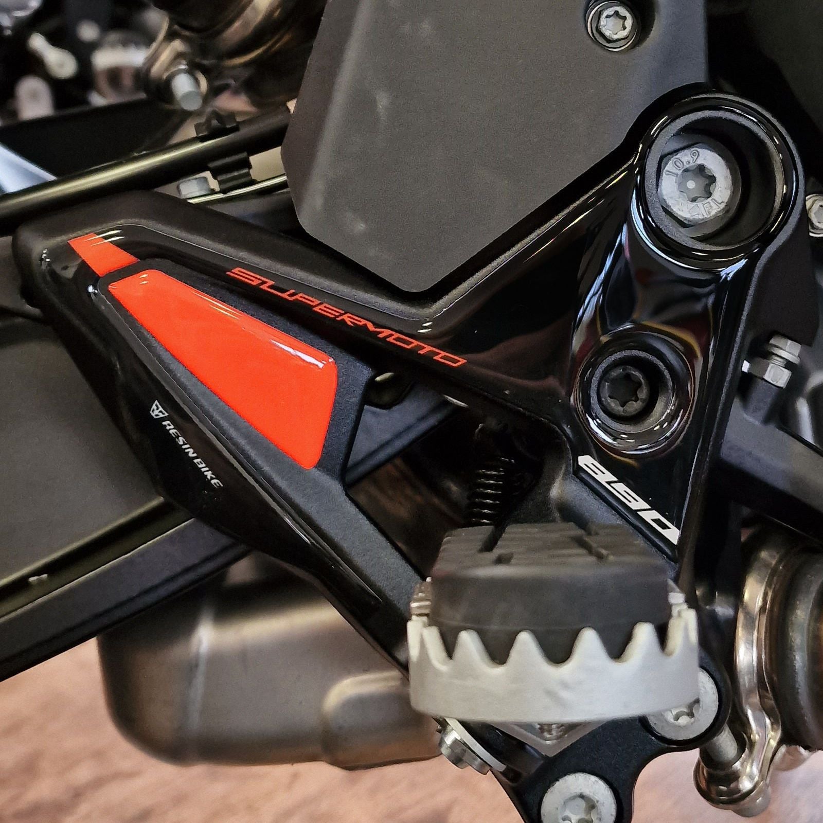 Resin Bike 3D Motorcycle Stickers - Heel Pads | KTM 890 SMT 2023>2026 - Pyramid Motorcycle Accessories