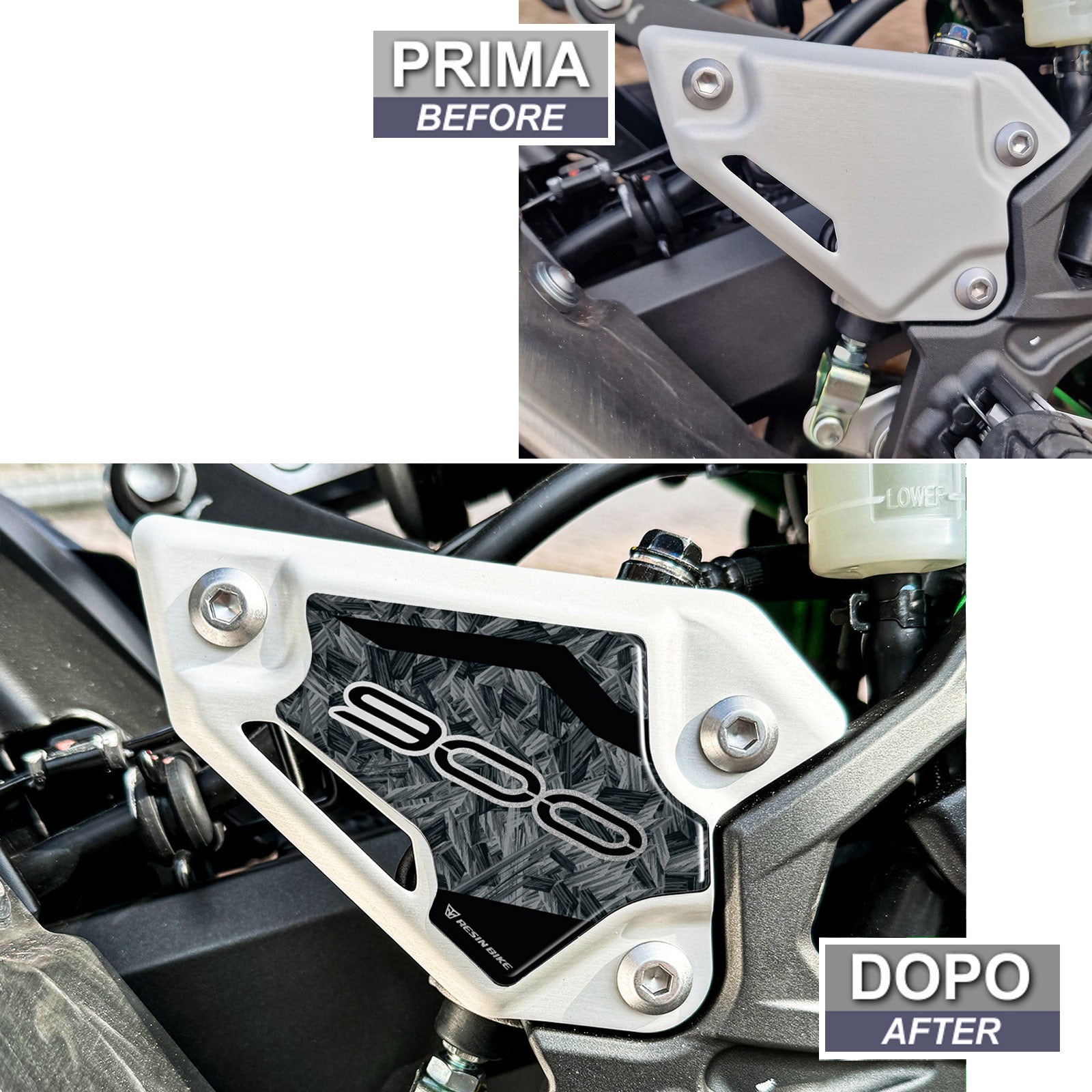 Resin Bike 3D Motorcycle Stickers - Heel Pads | Kawasaki Z 900 2018>2024 - Pyramid Motorcycle Accessories