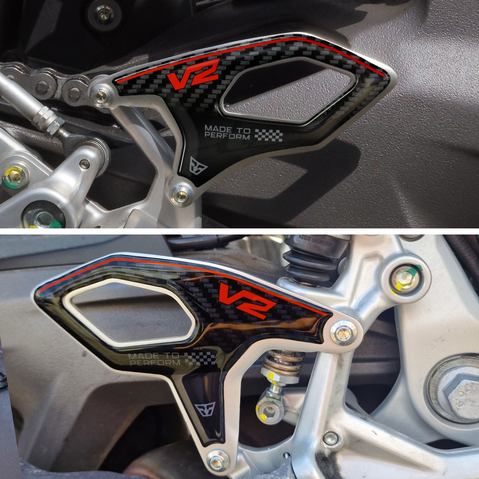 Resin Bike 3D Motorcycle Stickers - Heel Pads | Ducati Panigale V2 2025>2026 - Pyramid Motorcycle Accessories