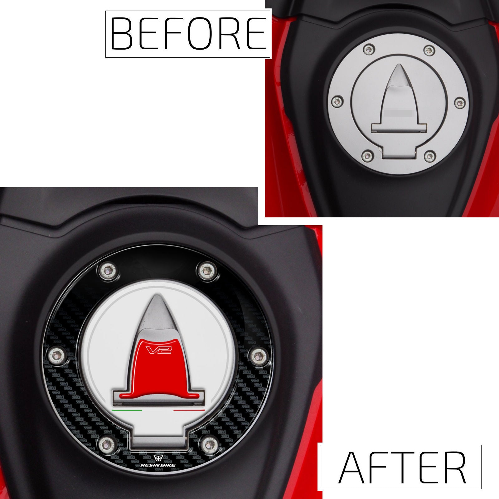 Resin Bike 3D Motorcycle Stickers - Fuel Cap | Ducati Multistrada V2/V2 S 2025>2026 - Pyramid Motorcycle Accessories