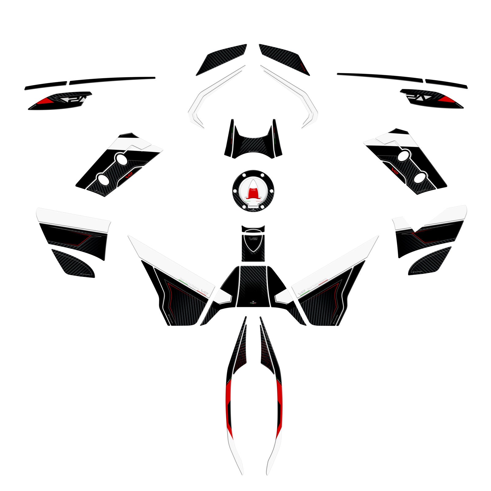 Resin Bike 3D Motorcycle Stickers - Tank Kit | Ducati Multistrada V2/V2S 2025>Current - Pyramid Motorcycle Accessories
