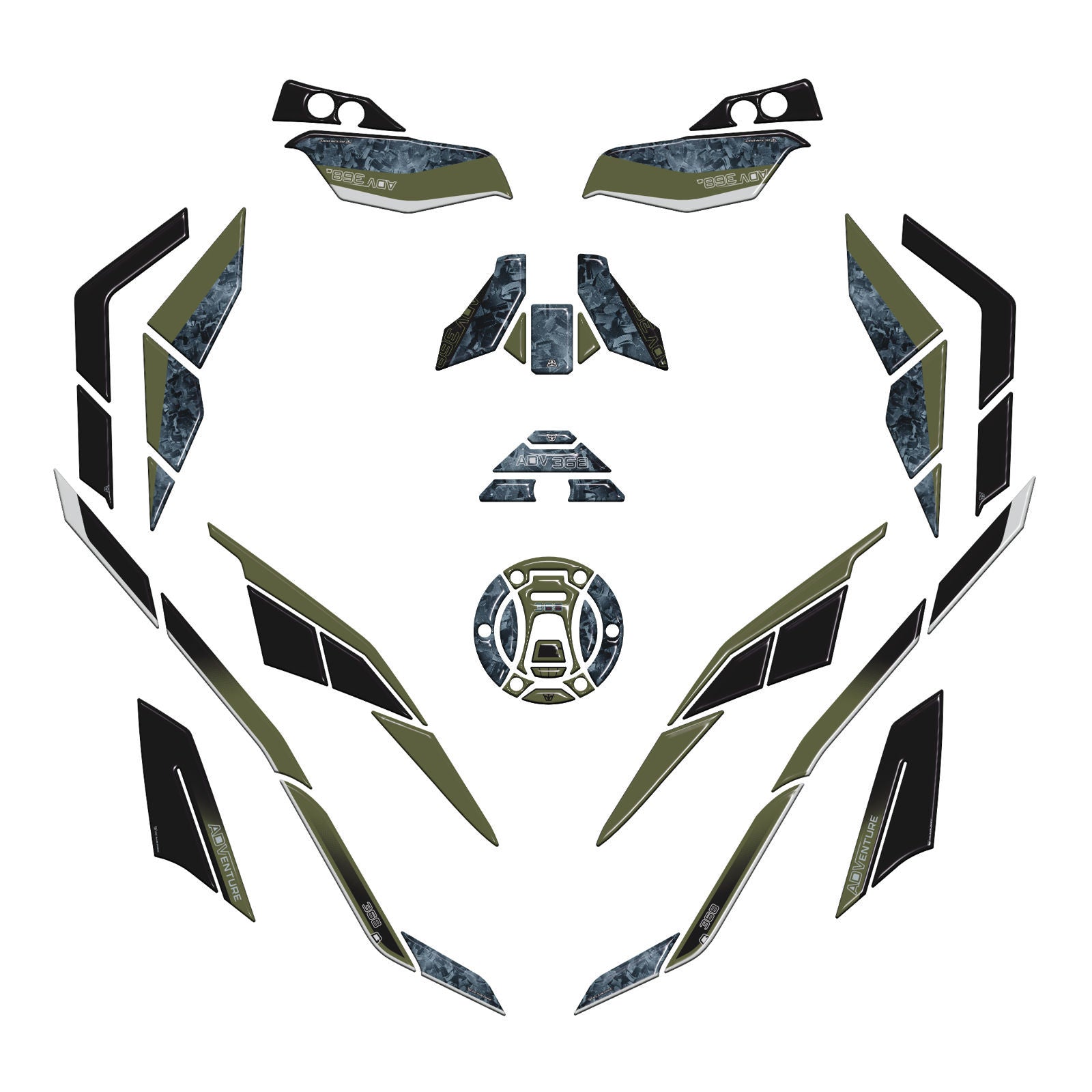 Resin Bike 3D Motorcycle Stickers - Full Kit | Zontes ZT368T-G 2025>2026 - Pyramid Motorcycle Accessories