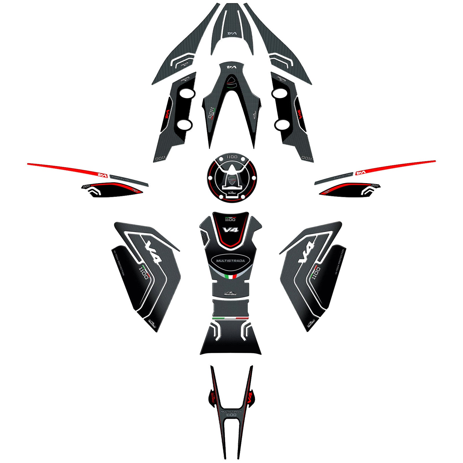 Resin Bike 3D Motorcycle Stickers - Full Kit | Ducati Multistrada V4 1100 2021>2023 - Pyramid Motorcycle Accessories