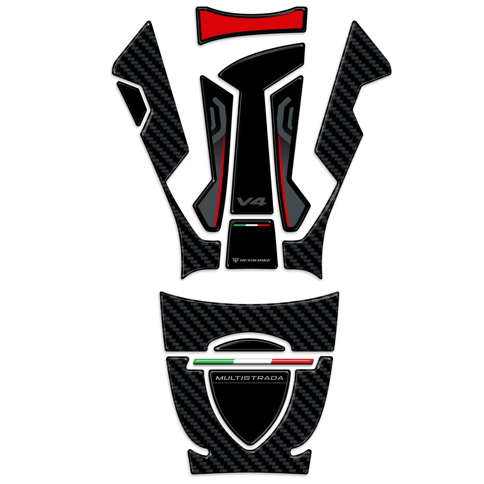 Resin Bike 3D Motorcycle Stickers - Tank Pad | Ducati Multistrada V4/V4 S 2024>2026 - Pyramid Motorcycle Accessories
