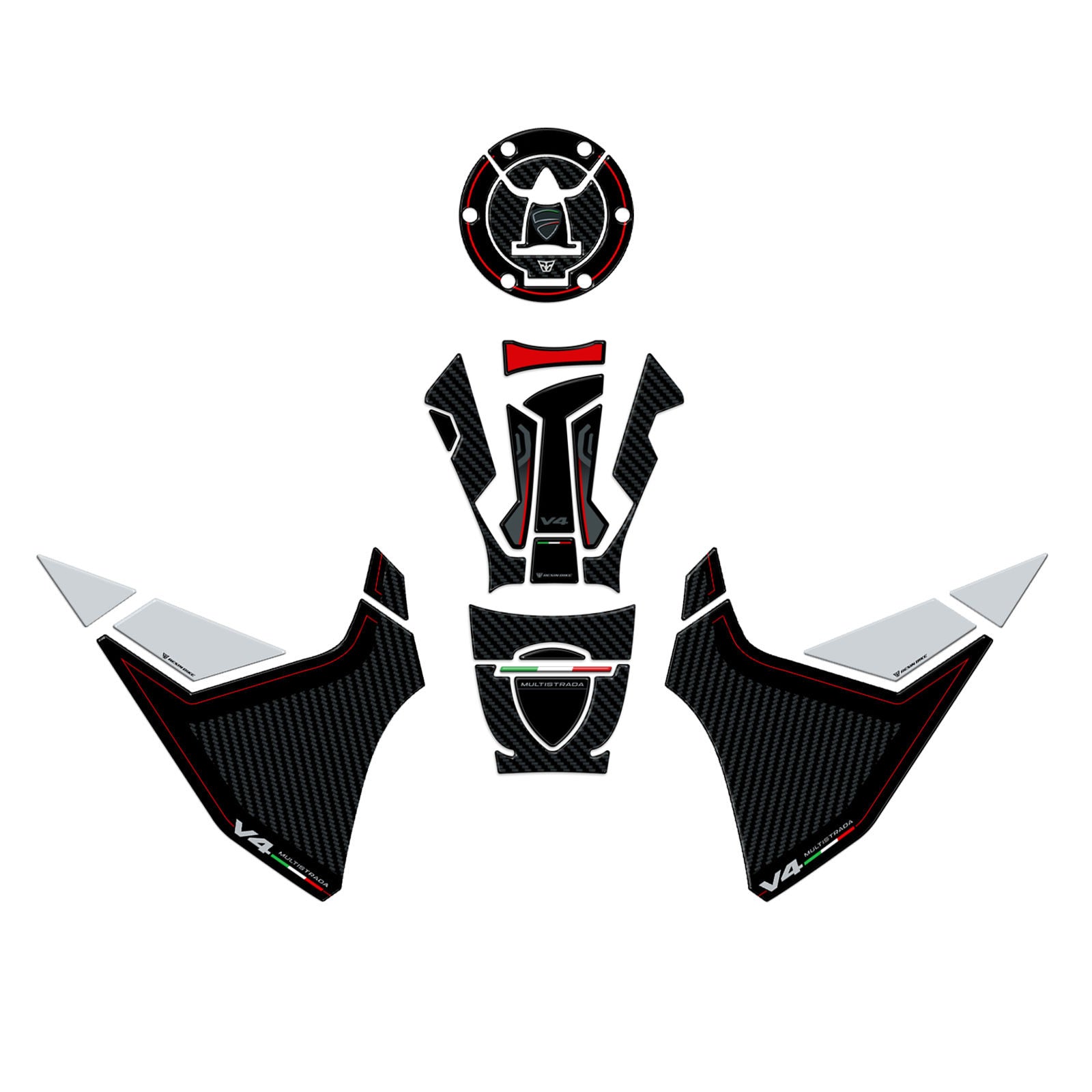 Resin Bike 3D Motorcycle Stickers - Basic Kit | Ducati Multistrada V4/V4 S 2024>2026 - Pyramid Motorcycle Accessories