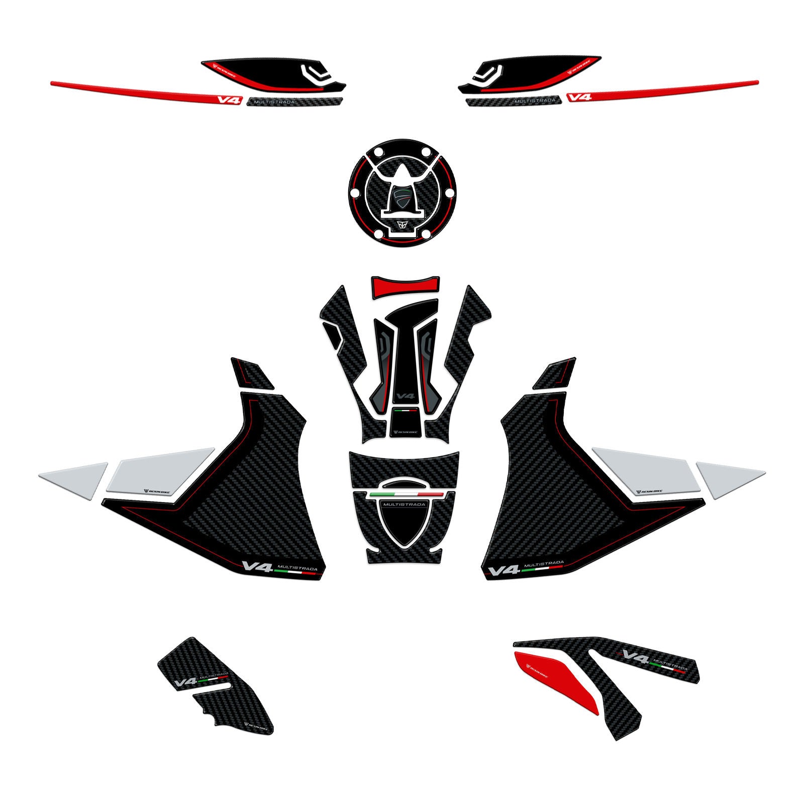 Resin Bike 3D Motorcycle Stickers - Full Kit | Ducati Multistrada V4/V4 S 2024>2025 - Pyramid Motorcycle Accessories