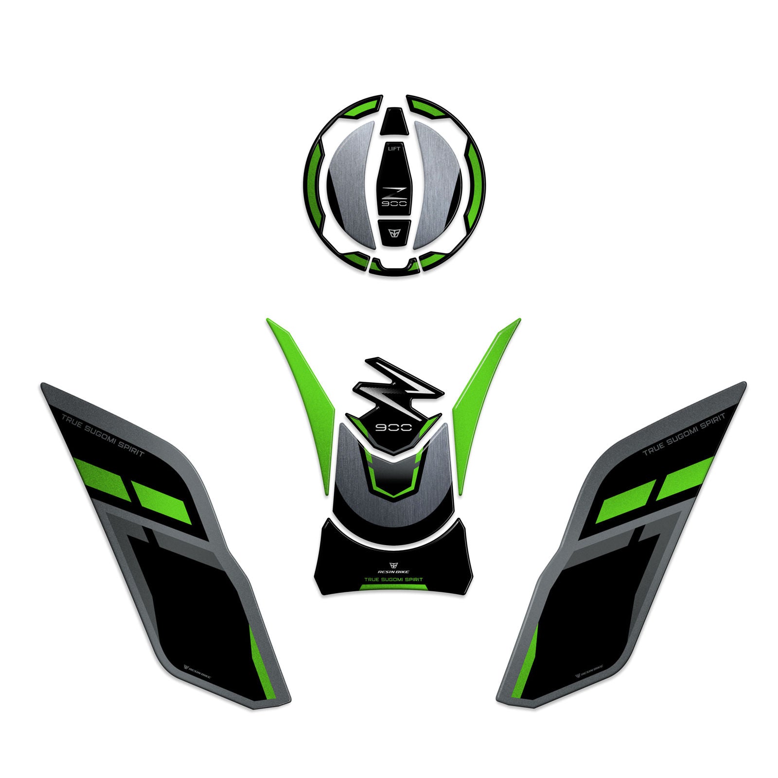 Resin Bike 3D Motorcycle Stickers - Basic Kit | Kawasaki Z 900 / 900 SE 2025>2026 - Pyramid Motorcycle Accessories
