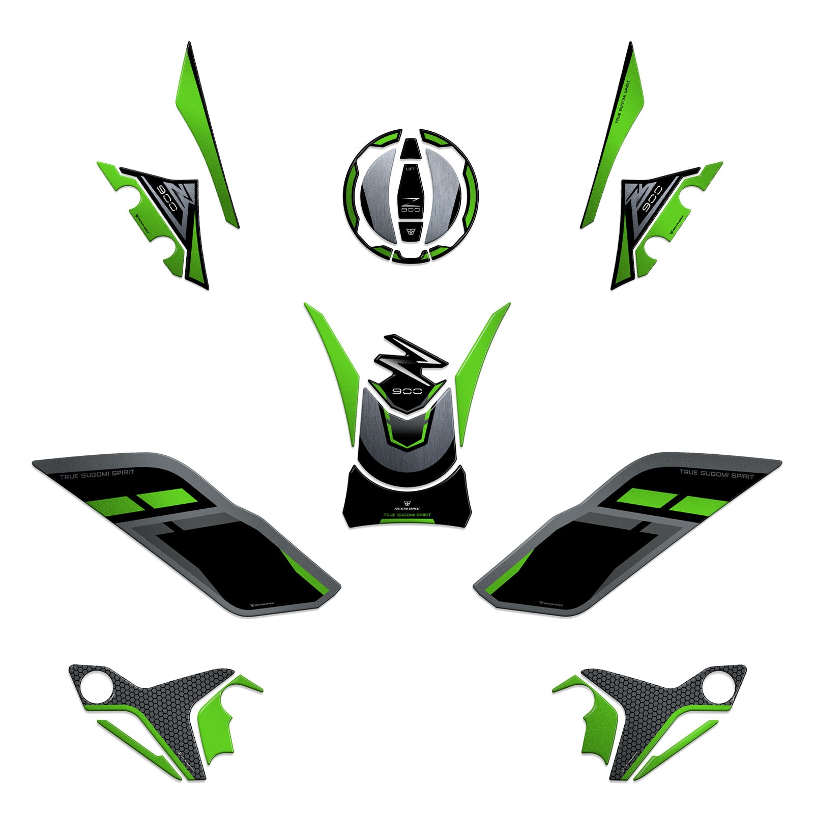 Resin Bike 3D Motorcycle Stickers - Full Kit | Kawasaki Z 900 / 900 SE 2025>2026 - Pyramid Motorcycle Accessories